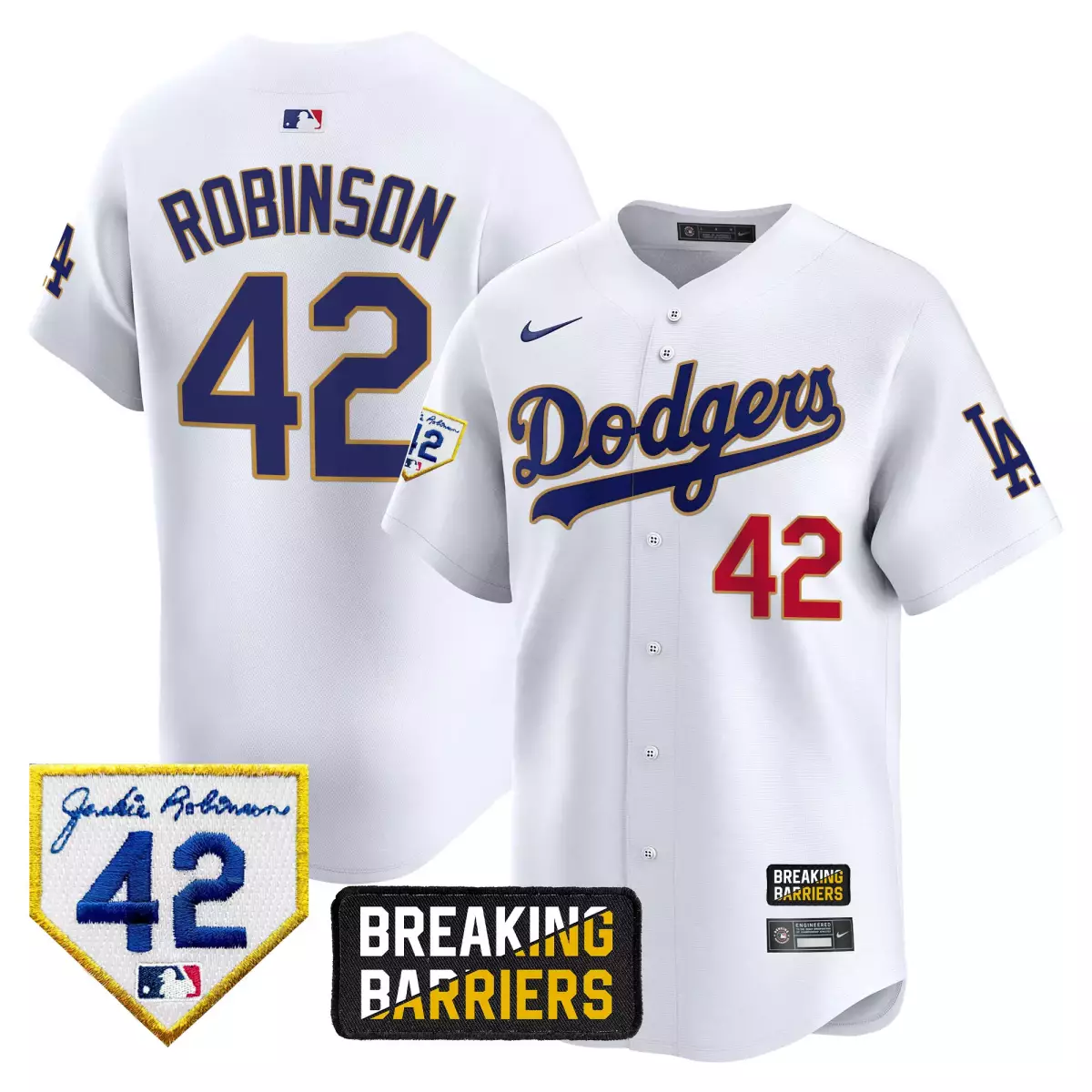 los angeles dodgers 42 robinson black gold jersey jackie robinson breaking barriers patch vapor premier limited all stit
