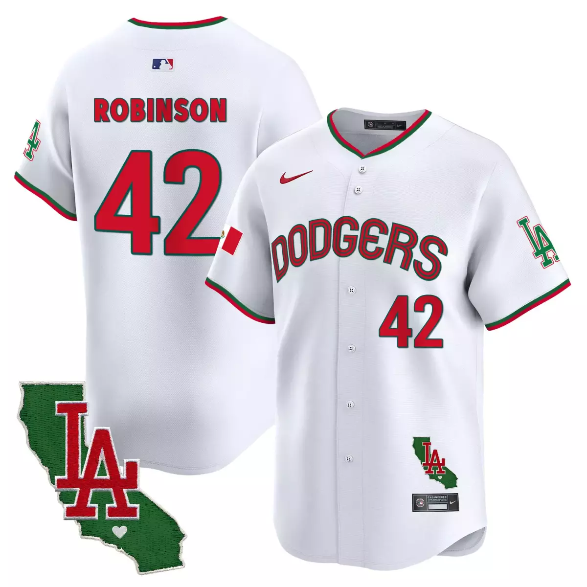 los angeles dodgers 42 robinson white jersey mexico california patch vapor premier limited v3 all stitched ffv