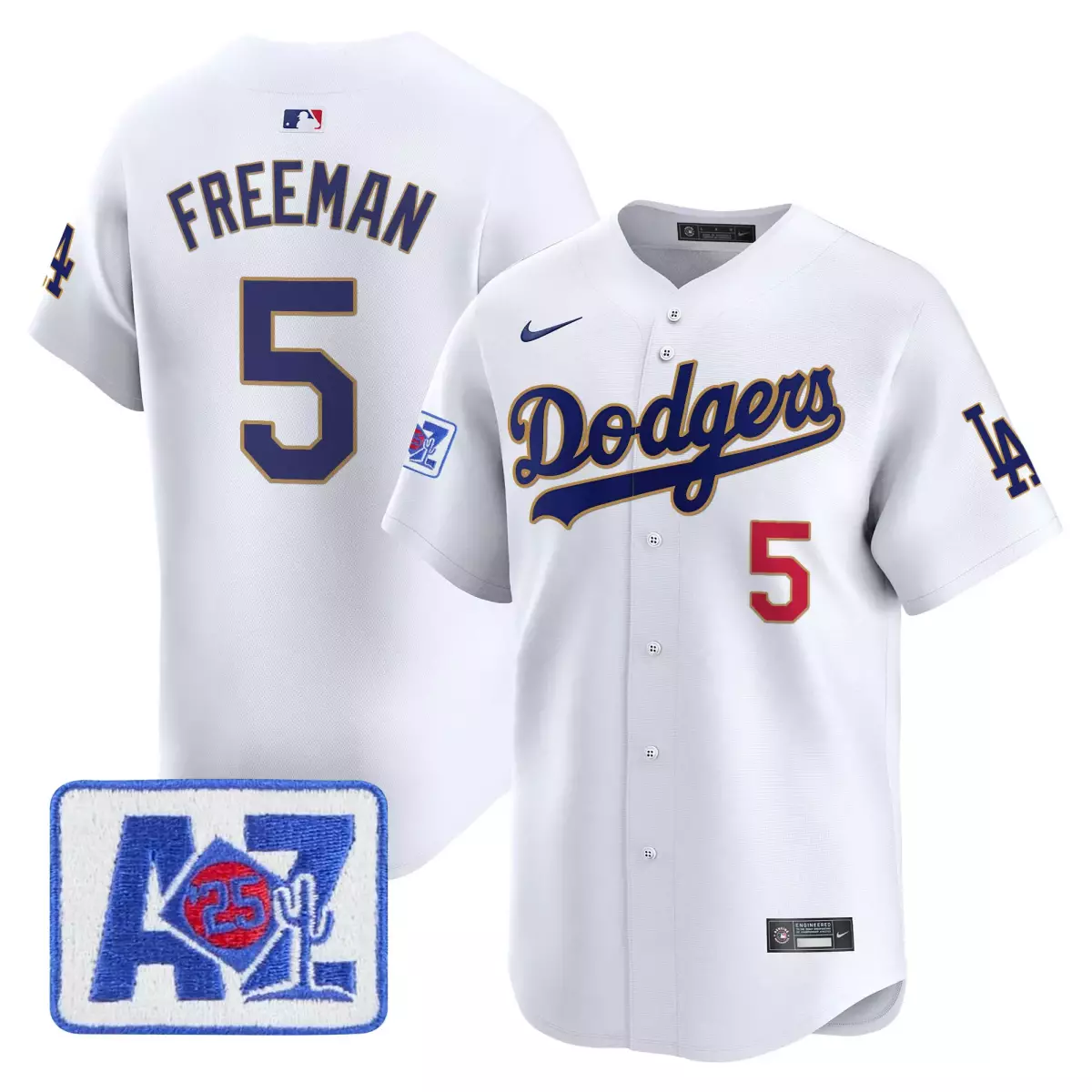 los angeles dodgers 5 freeman white jersey 2025 spring training patch vapor premier limited all stitched 8bf