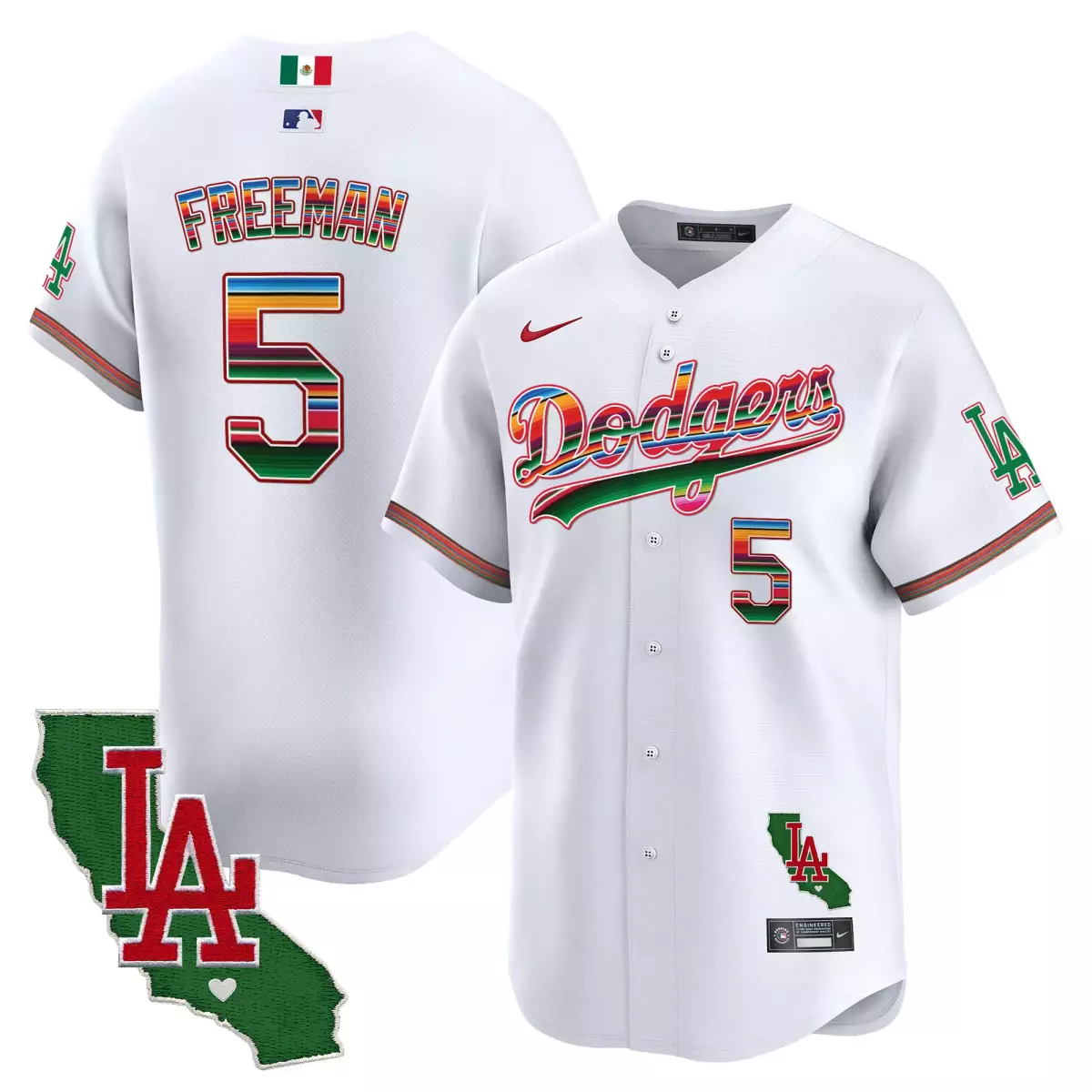 los angeles dodgers 5 freeman white jersey mexico california patch vapor premier limited v2 all stitched 4br