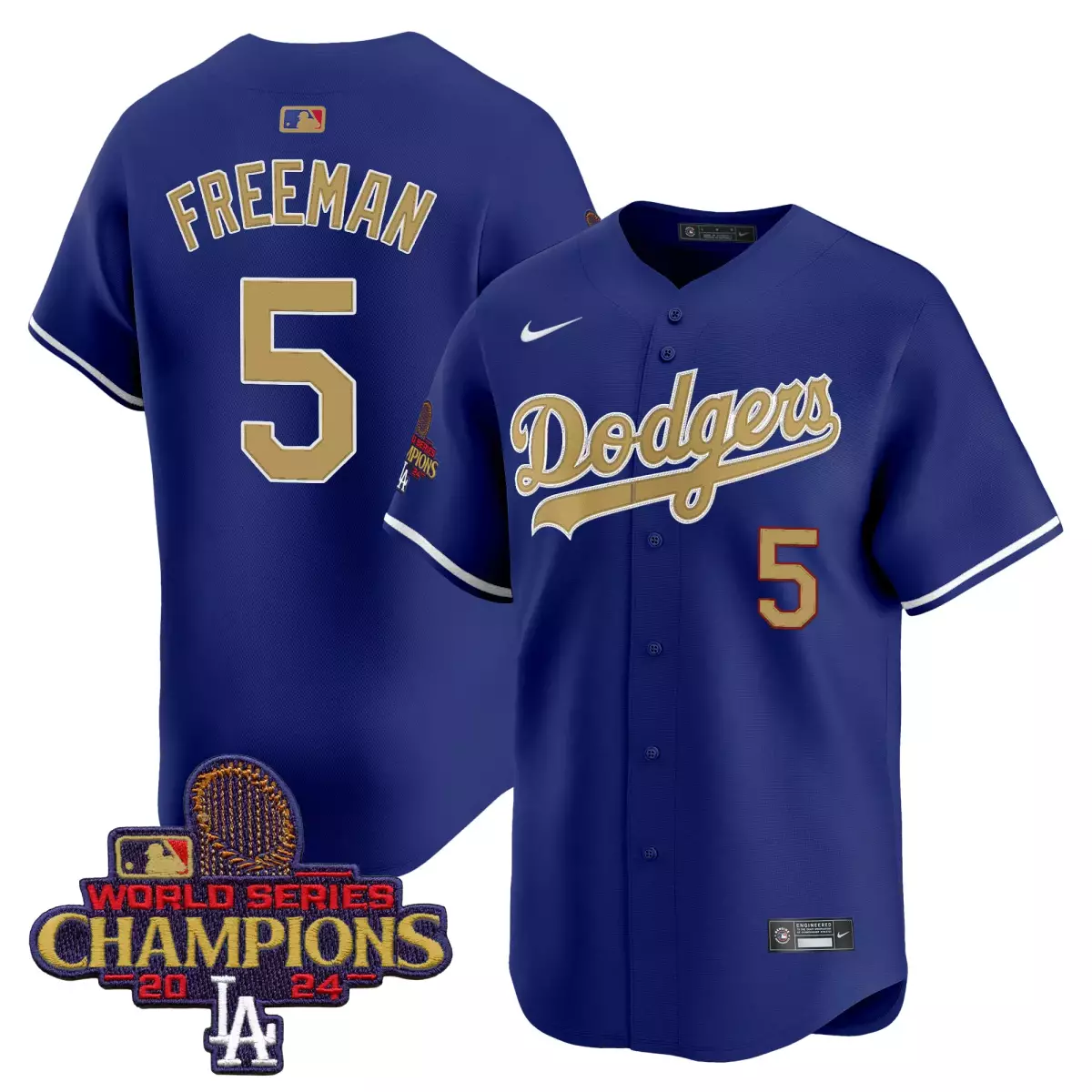 los angeles dodgers 5 freemen navy jersey 2025 gold vapor premier elite all stitched