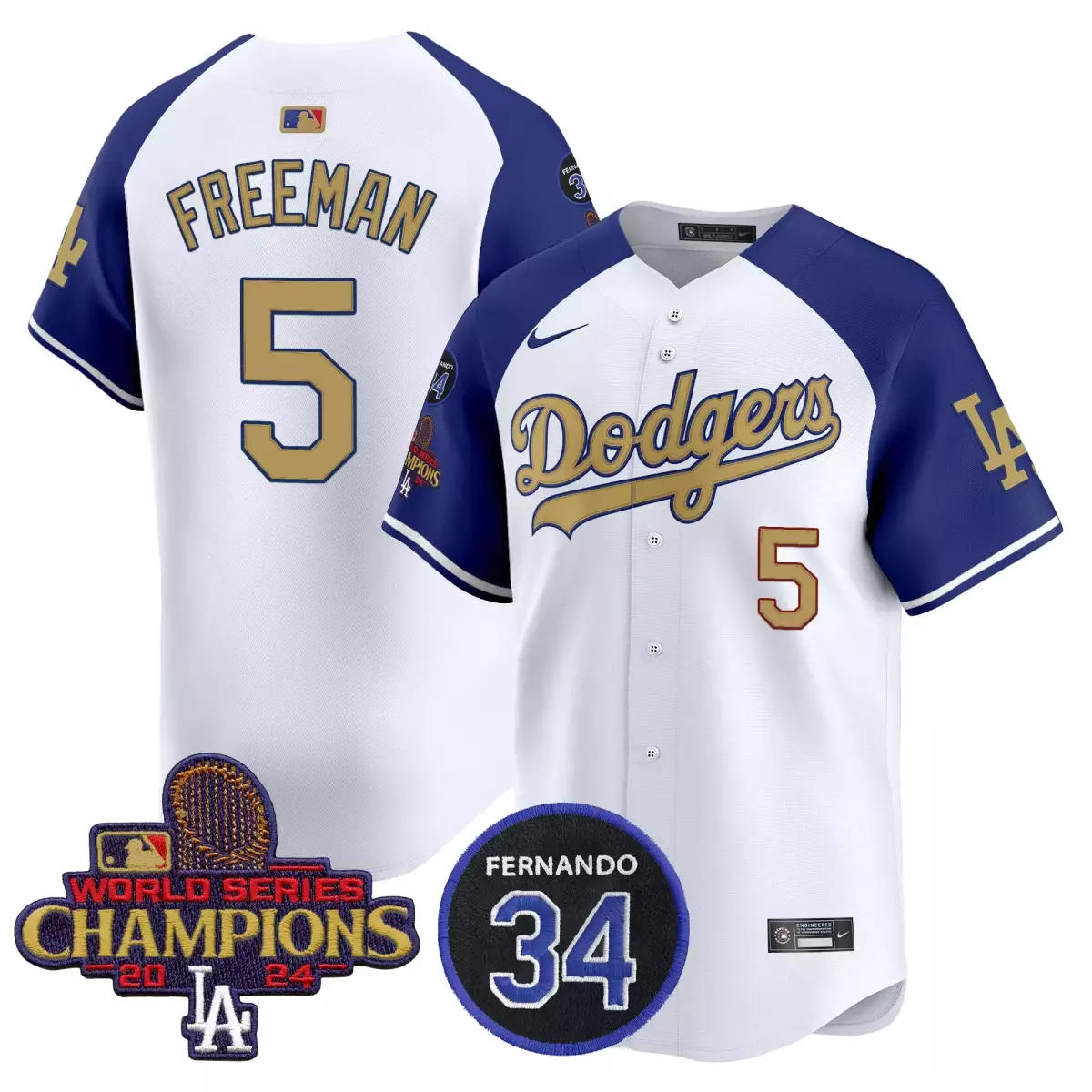 los angeles dodgers 5 freemen navy jersey 2025 gold vapor premier elite all stitched