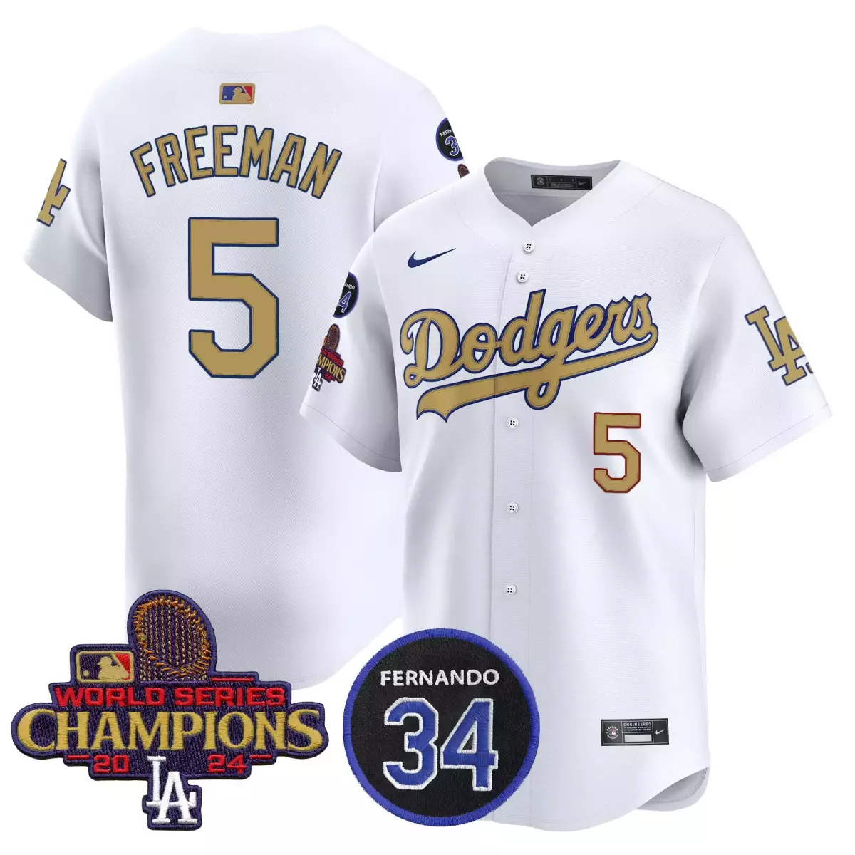 los angeles dodgers 5 freemen navy jersey 2025 gold vapor premier elite all stitched