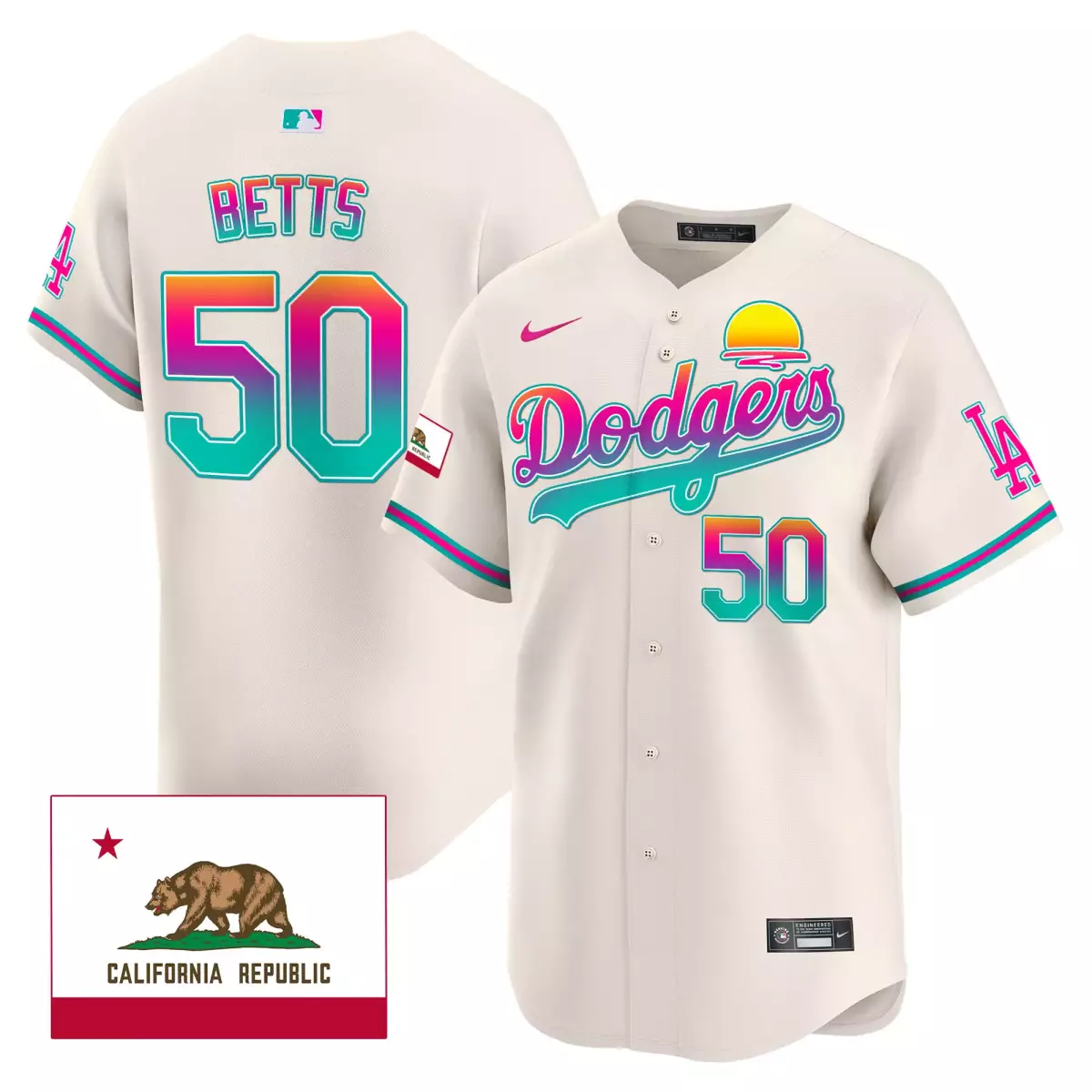 los angeles dodgers 50 betts cream jersey 2024 los angeles city style vapor premier limited all stitched