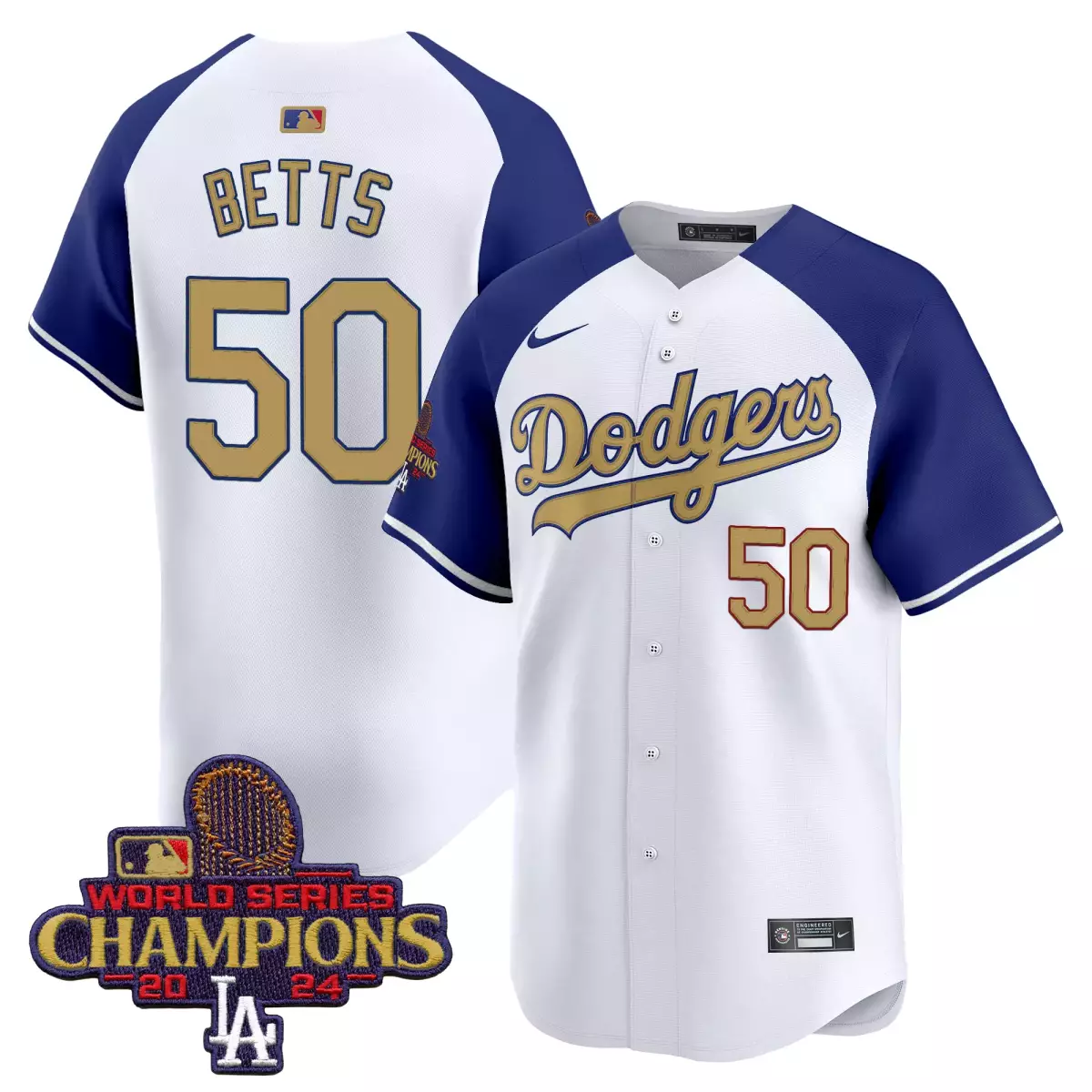 Betts Los Angeles Dodgers 2025 Gold Jersey | White Vapor Premier Limited Edition | For Men, Women & Youth