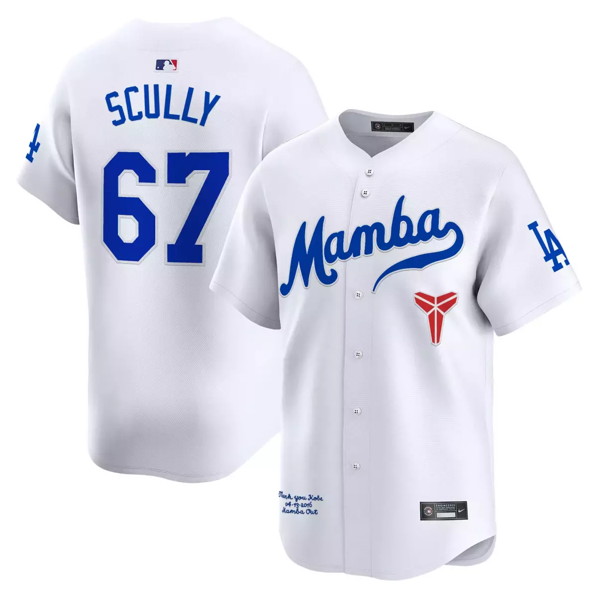 los angeles dodgers 67 scully black jersey kobe bryant mamba vapor premier limited all stitched u2m