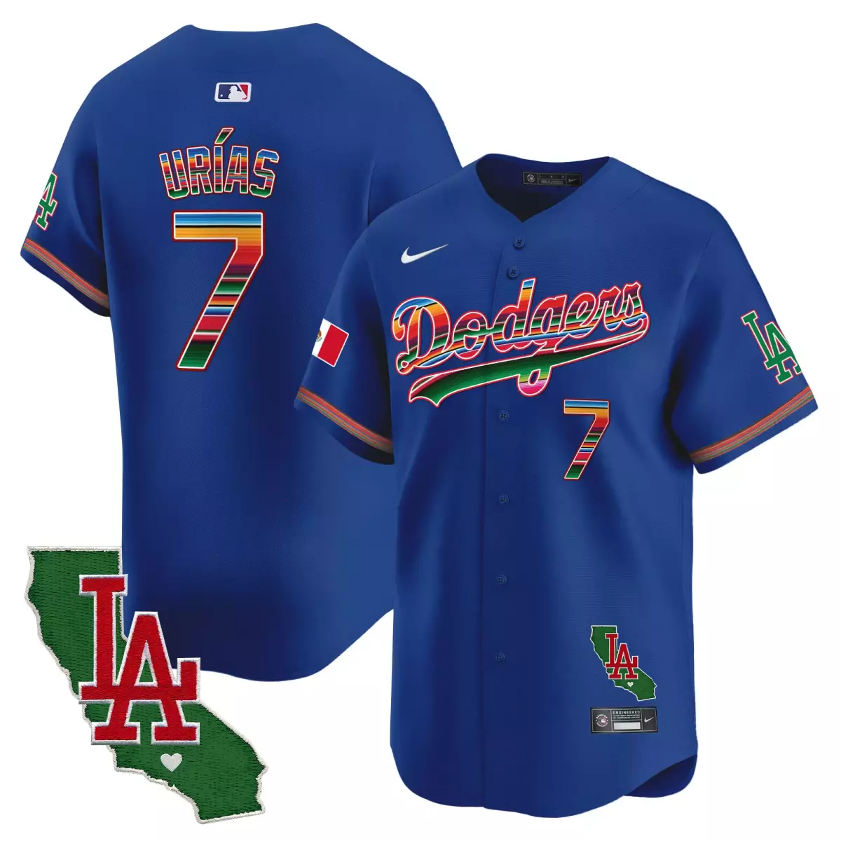 los angeles dodgers 7 urias navy jersey mexico california patch vapor premier limited all stitched