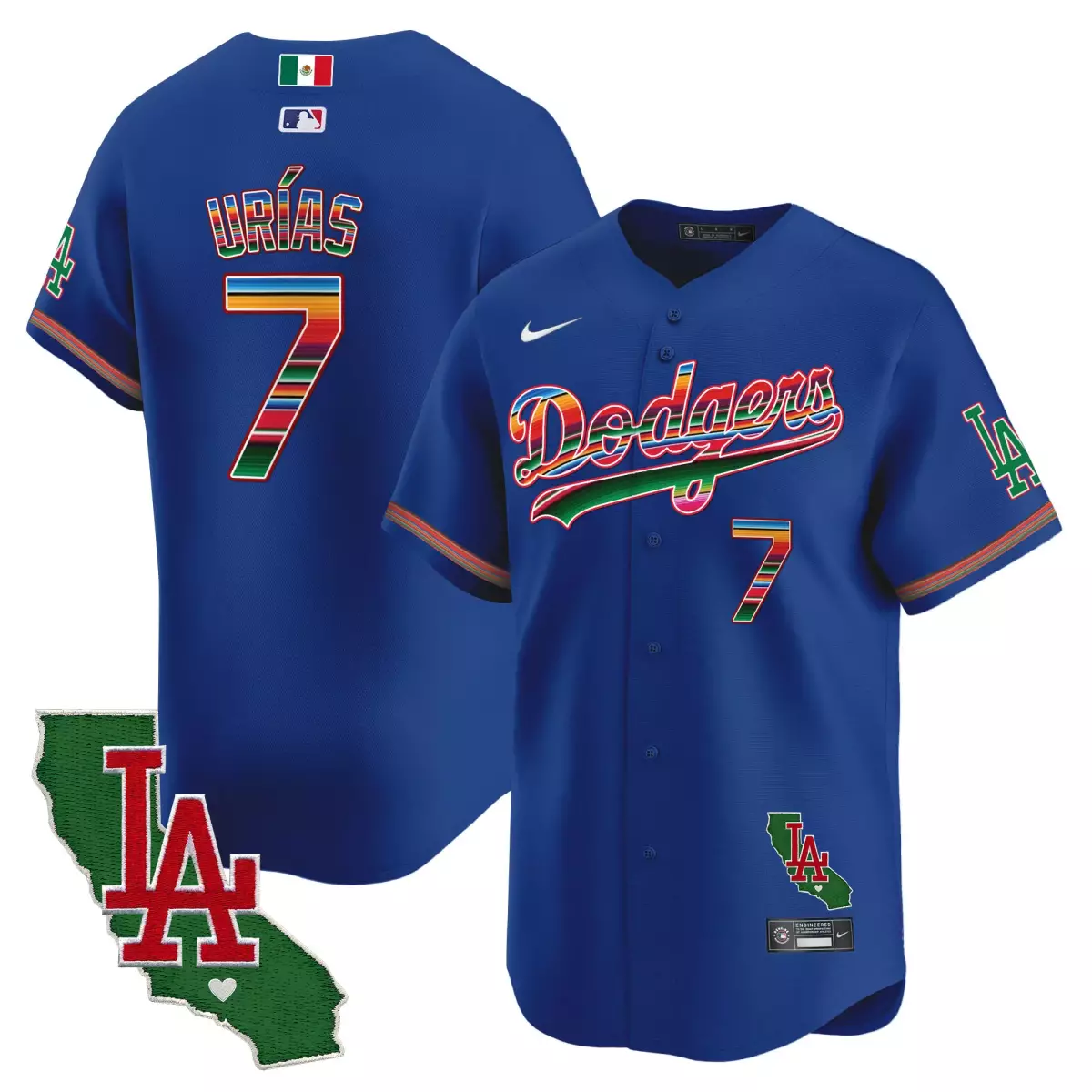 los angeles dodgers 7 urias navy jersey mexico california patch vapor premier limited all stitched