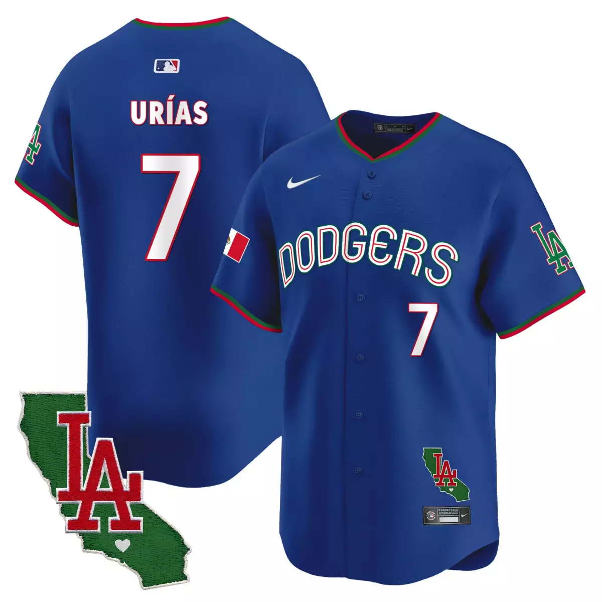 los angeles dodgers 7 urias navy jersey mexico california patch vapor premier limited all stitched
