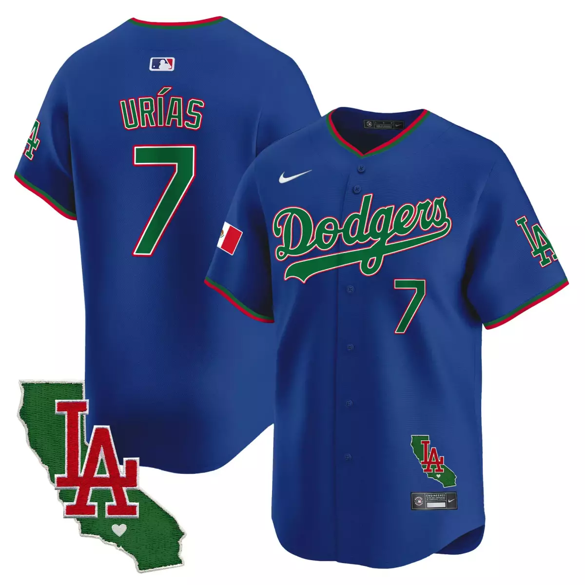 los angeles dodgers 7 urias navy jersey mexico california patch vapor premier limited all stitched