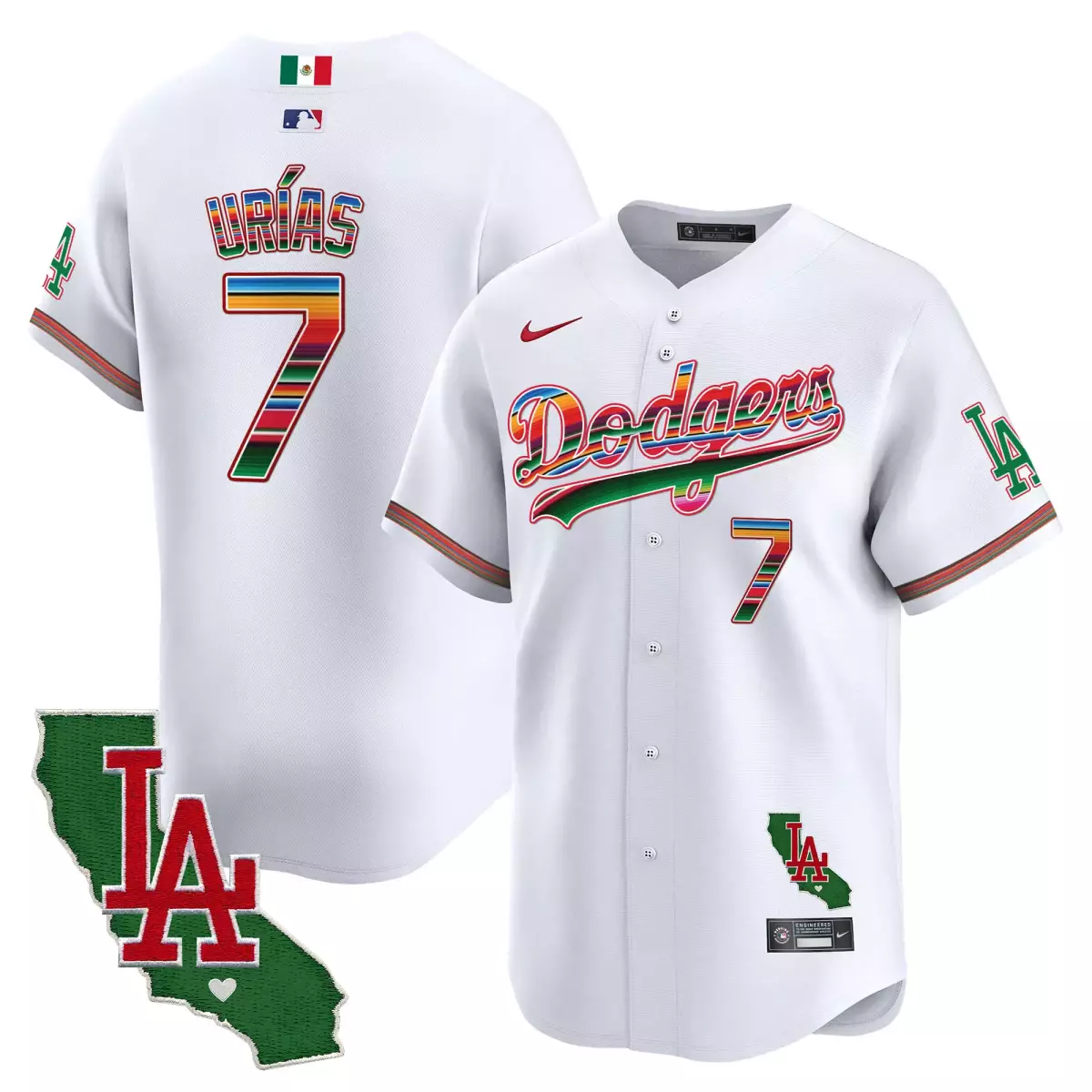 los angeles dodgers 7 urias red jersey mexico california patch vapor premier limited v2 all stitched
