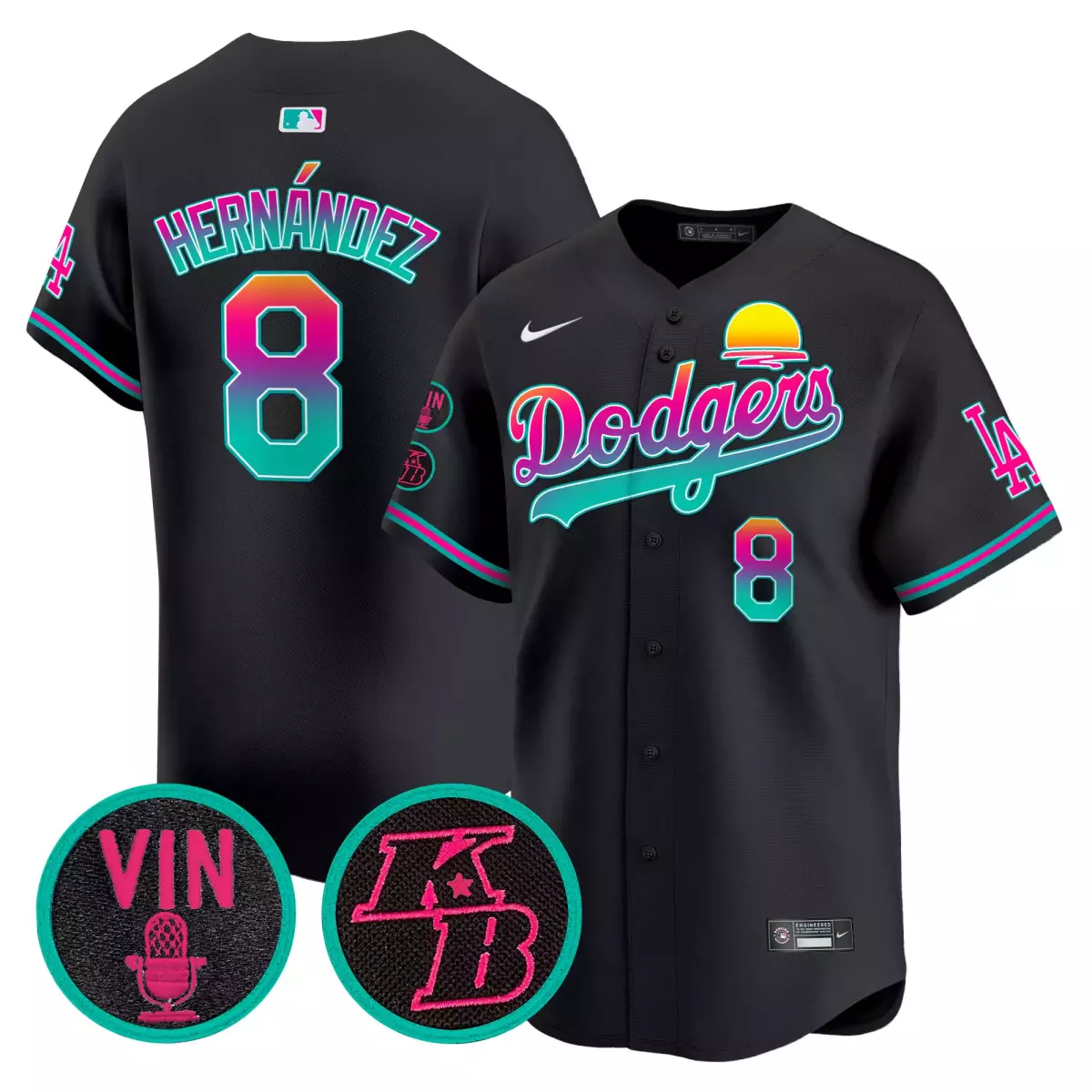 los angeles dodgers 8 hernandez black jersey 2024 los angeles city style vapor premier limited v2 all stitched