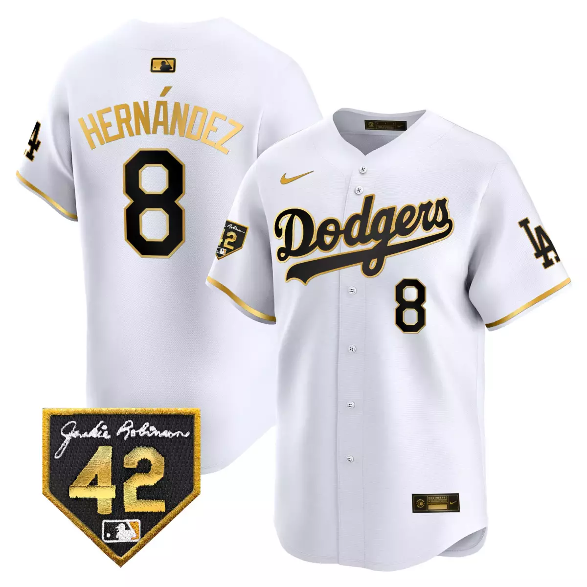 los angeles dodgers 8 hernandez navy jersey jackie robinson breaking barriers patch vapor premier limited all stitched