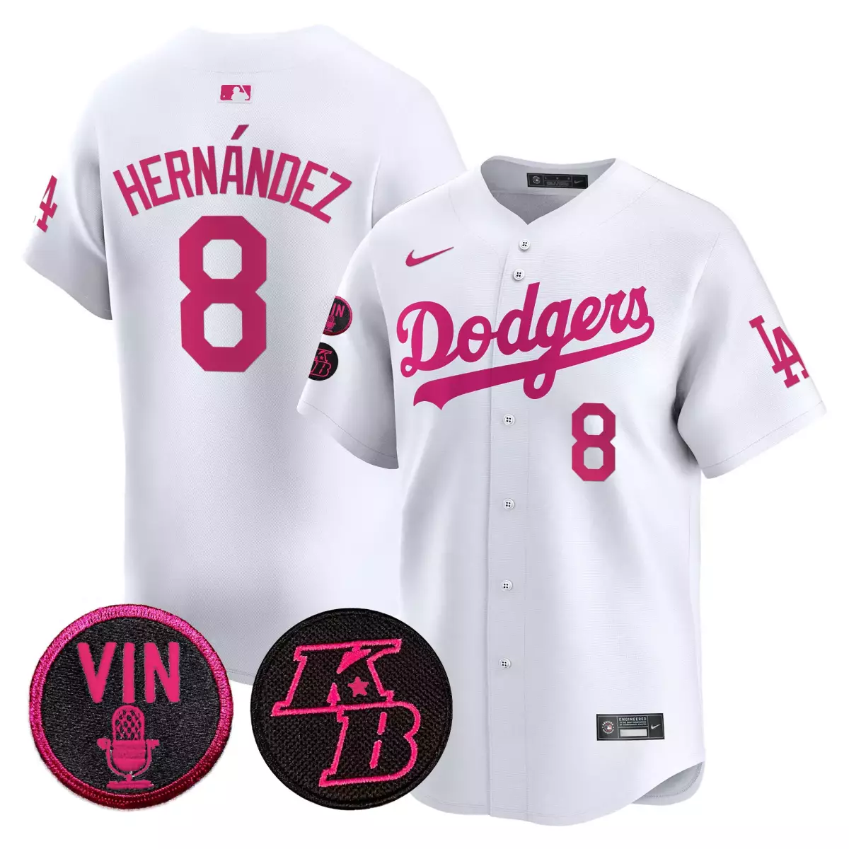 los angeles dodgers 8 hernandez white jersey kobe bryant mamba vapor premier limited all stitched