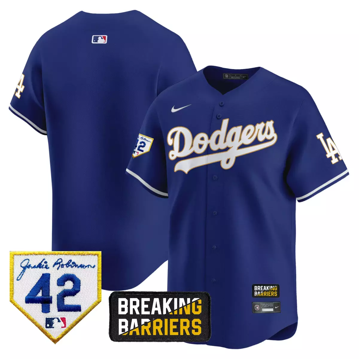 los angeles dodgers jackie robinson royal city connect player jersey