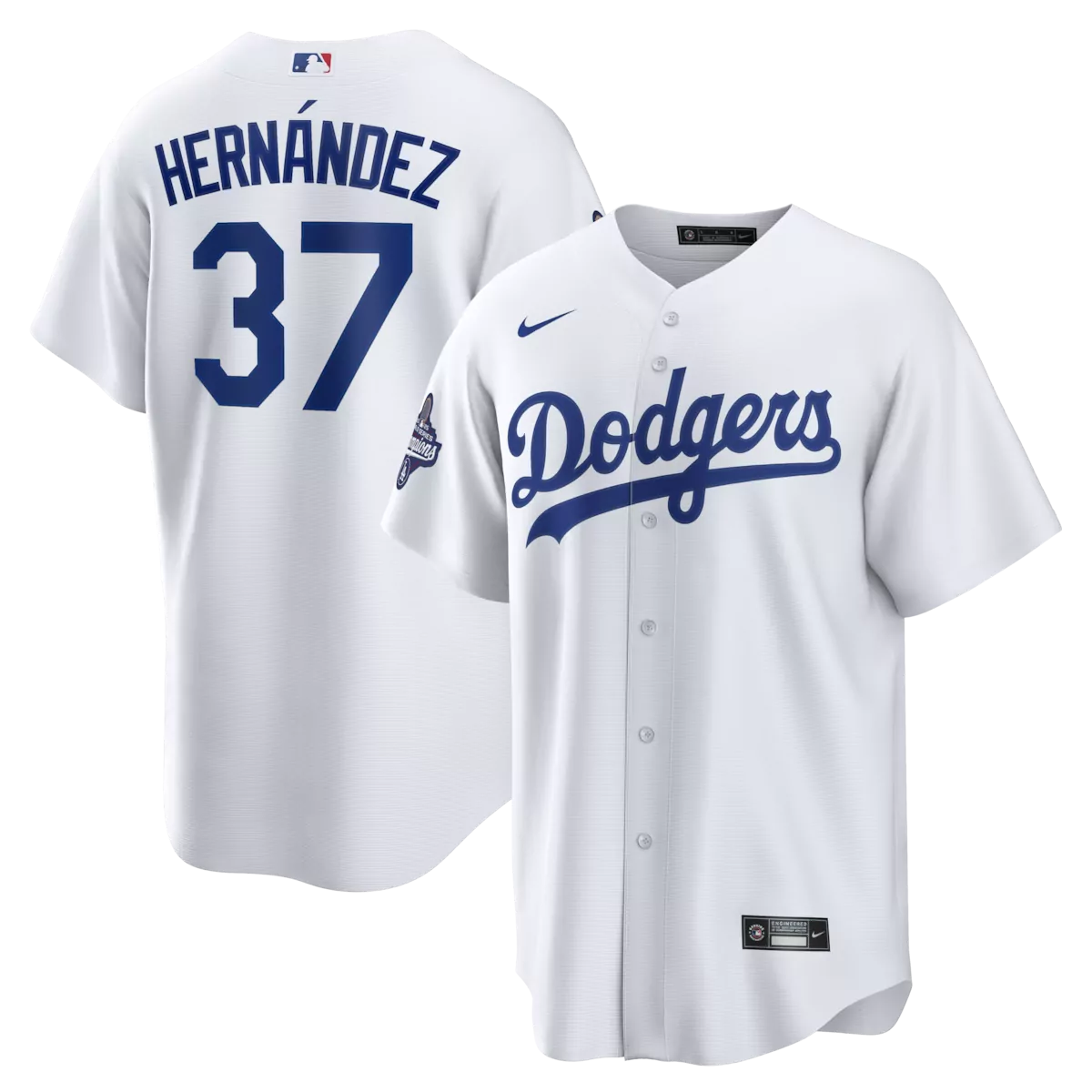 los angeles dodgers teoscar hernandez white 2025 world series champions home jersey