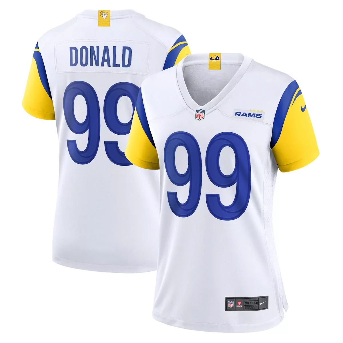 los angeles rams aaron donald white game jersey