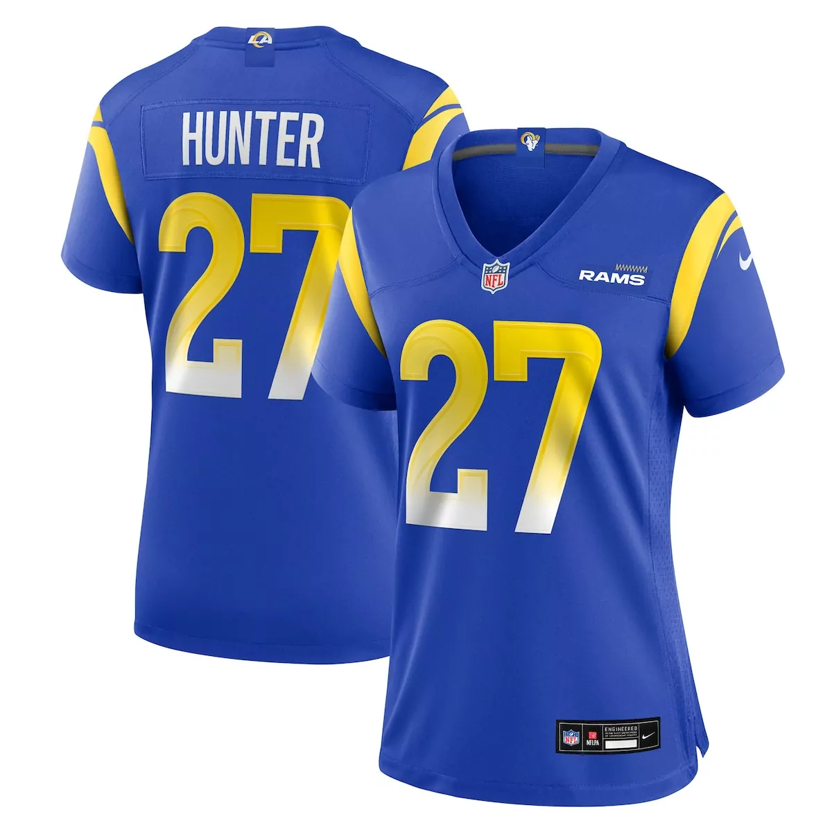 los angeles rams jarquez hunter royal team game jersey 2bl