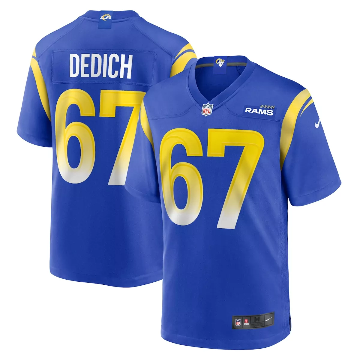 los angeles rams justin dedich royal game jersey c1m