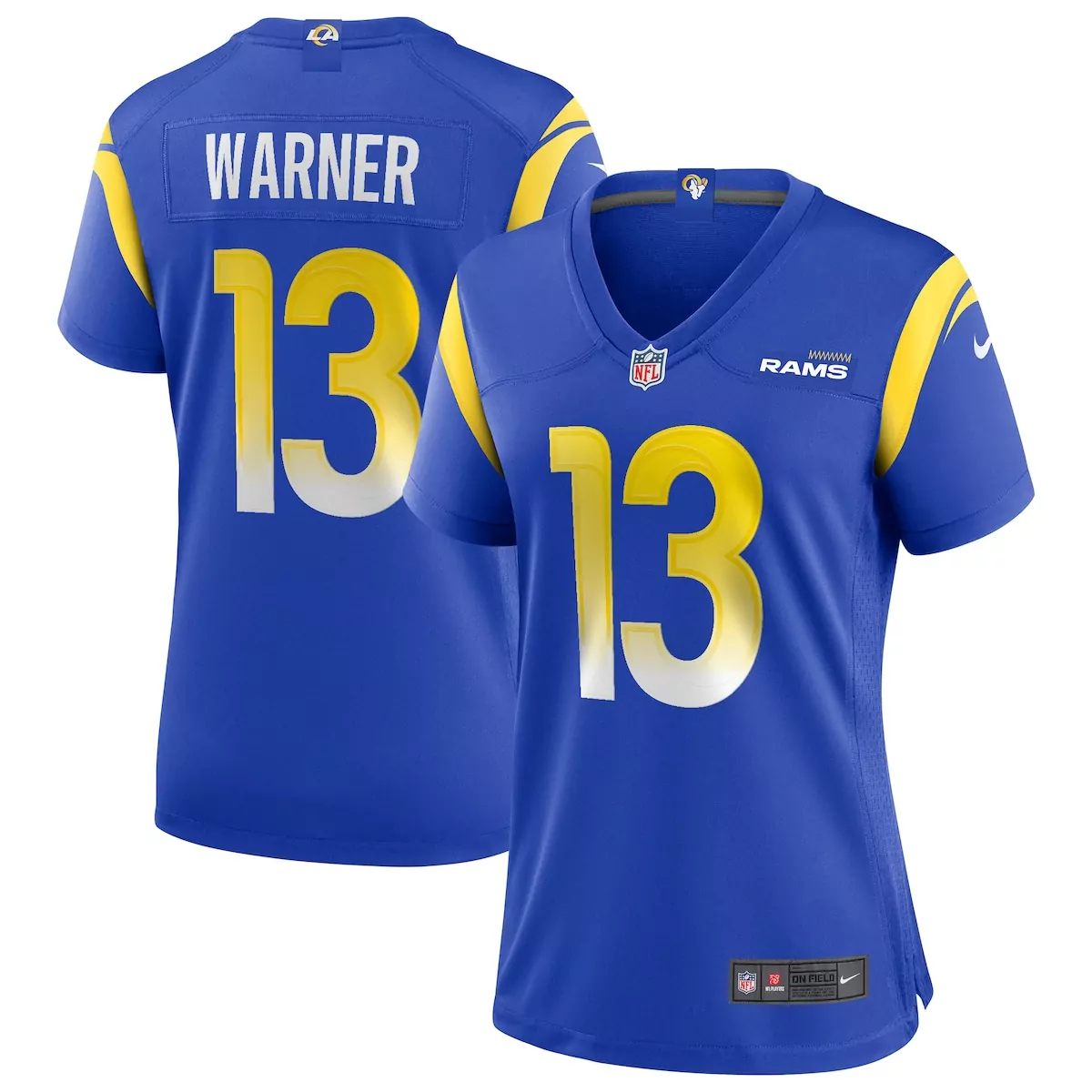 los angeles rams kurt warner royal game retired player jersey 8j4