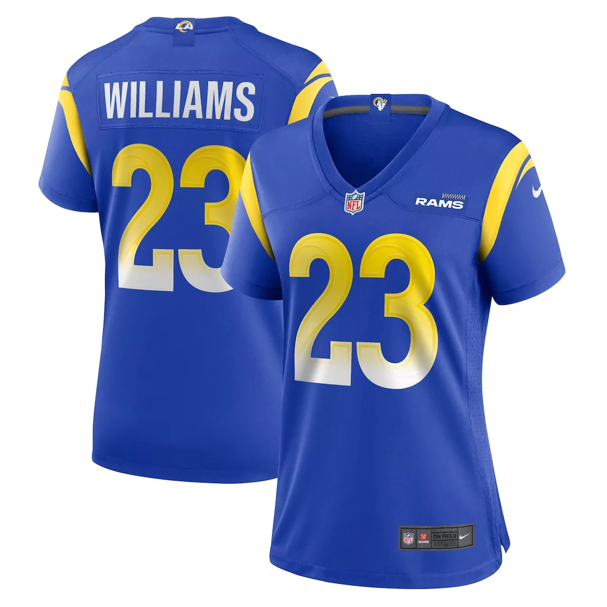 los angeles rams kyren williams royal game player jersey