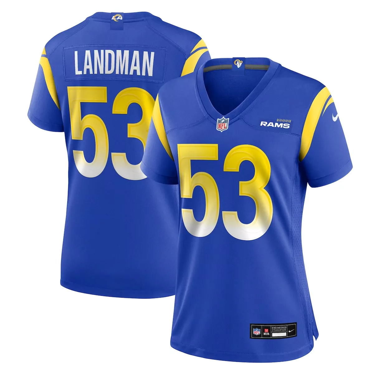 los angeles rams nate landman royal team game jersey