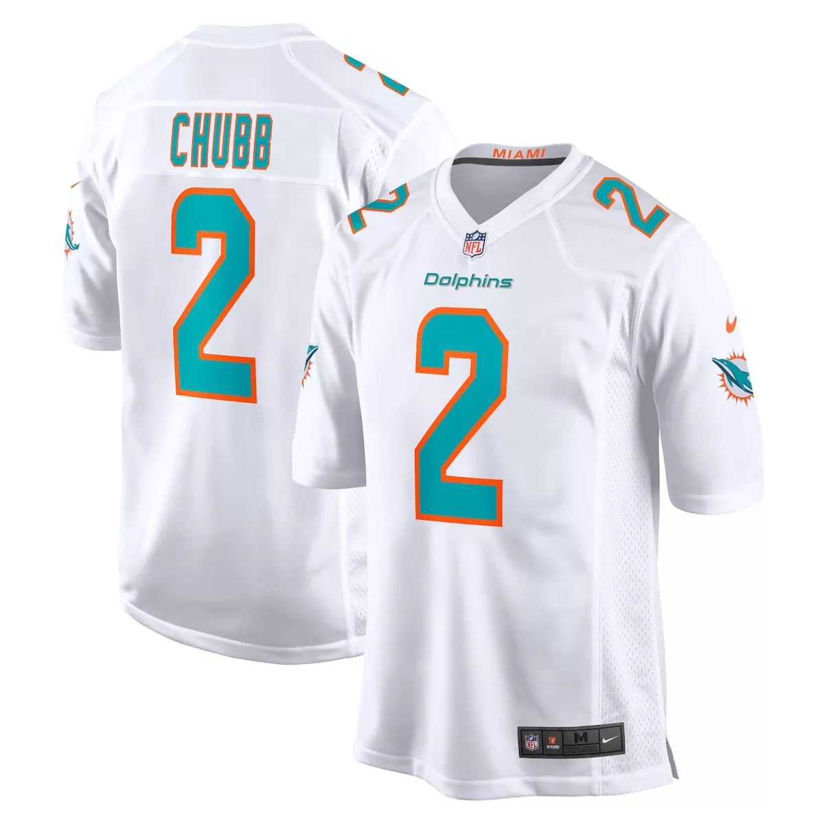 miami dolphins bradley chubb white game player jersey
