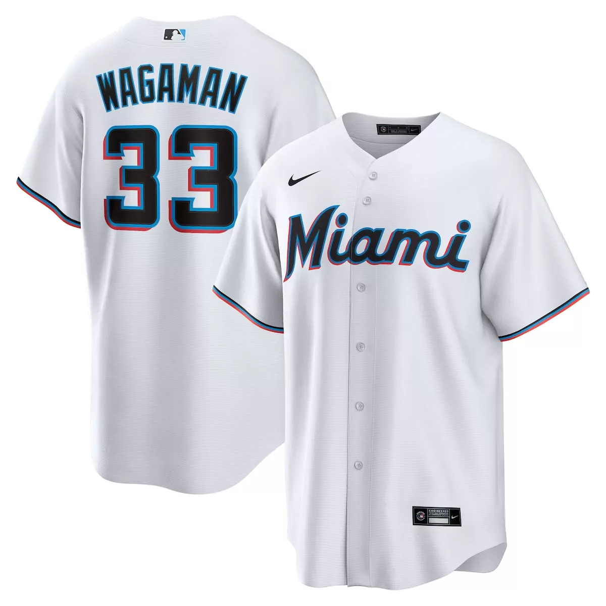 miami marlins eric wagaman white home jersey 7wd