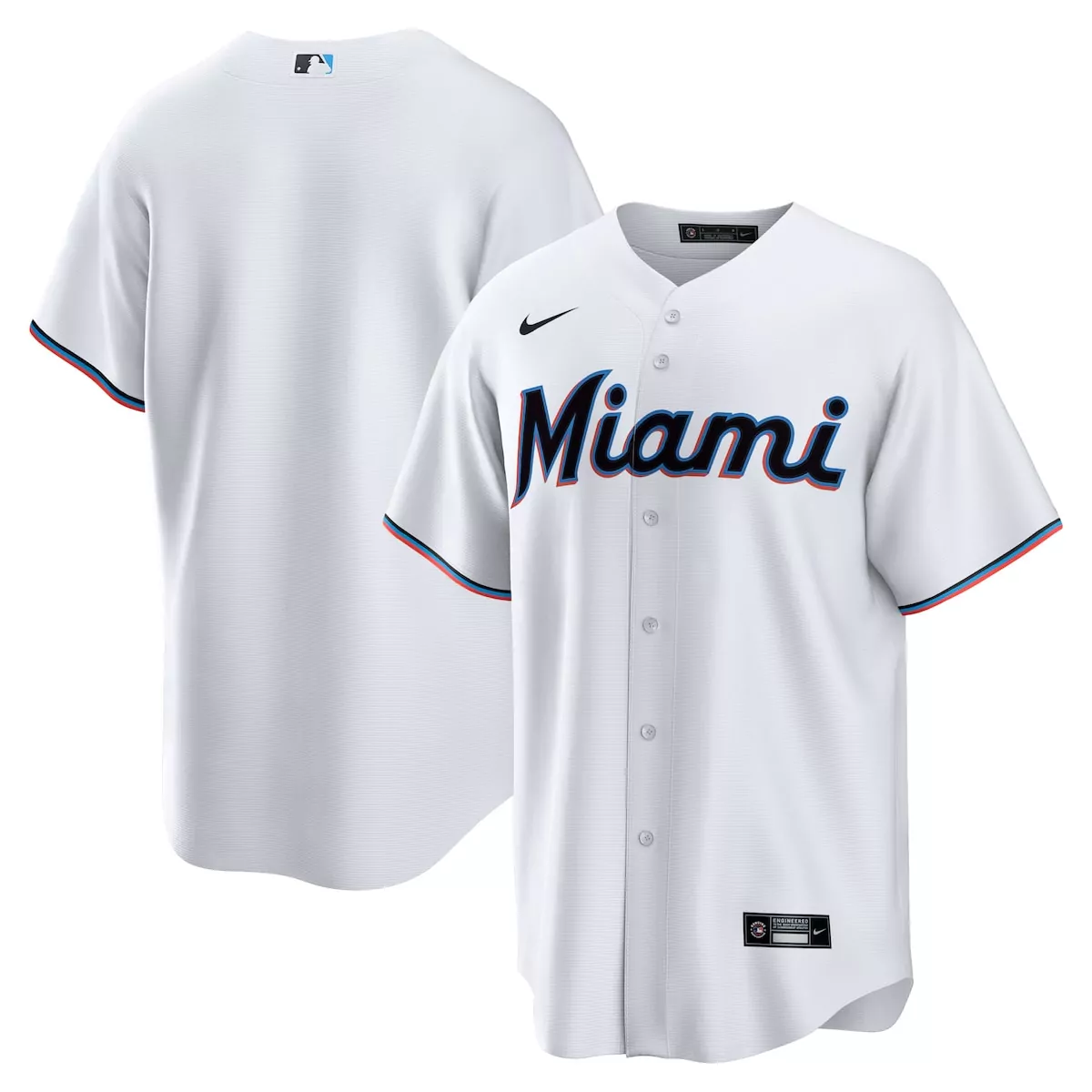 miami marlins white home blank jersey