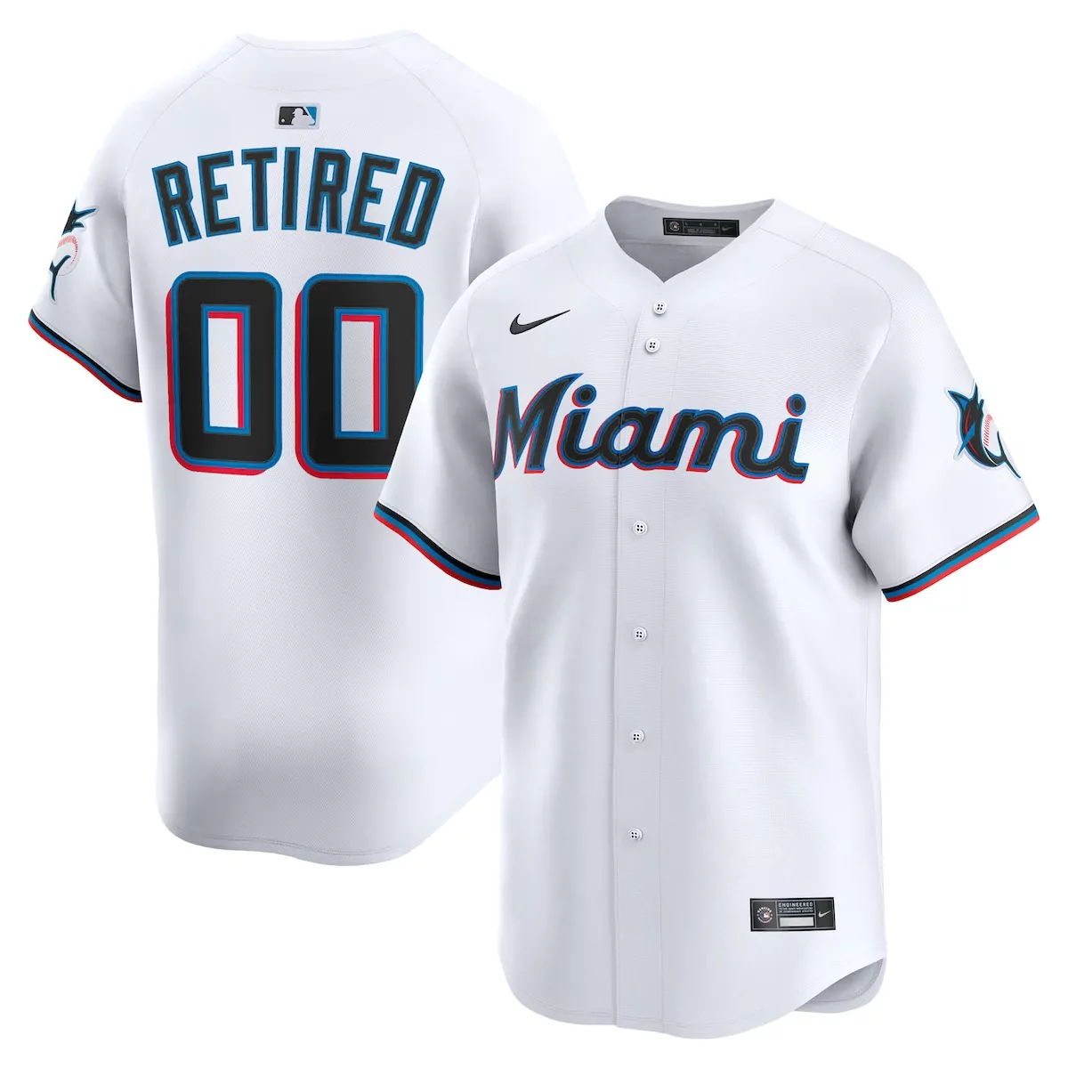 miami marlins white home limited pick a player retired roster jersey