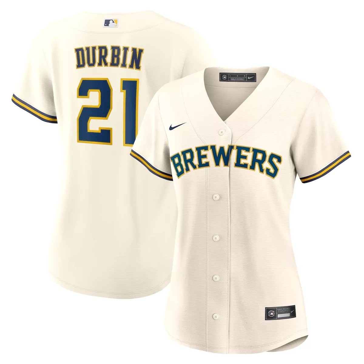 milwaukee brewers caleb durbin cream home jersey t8s