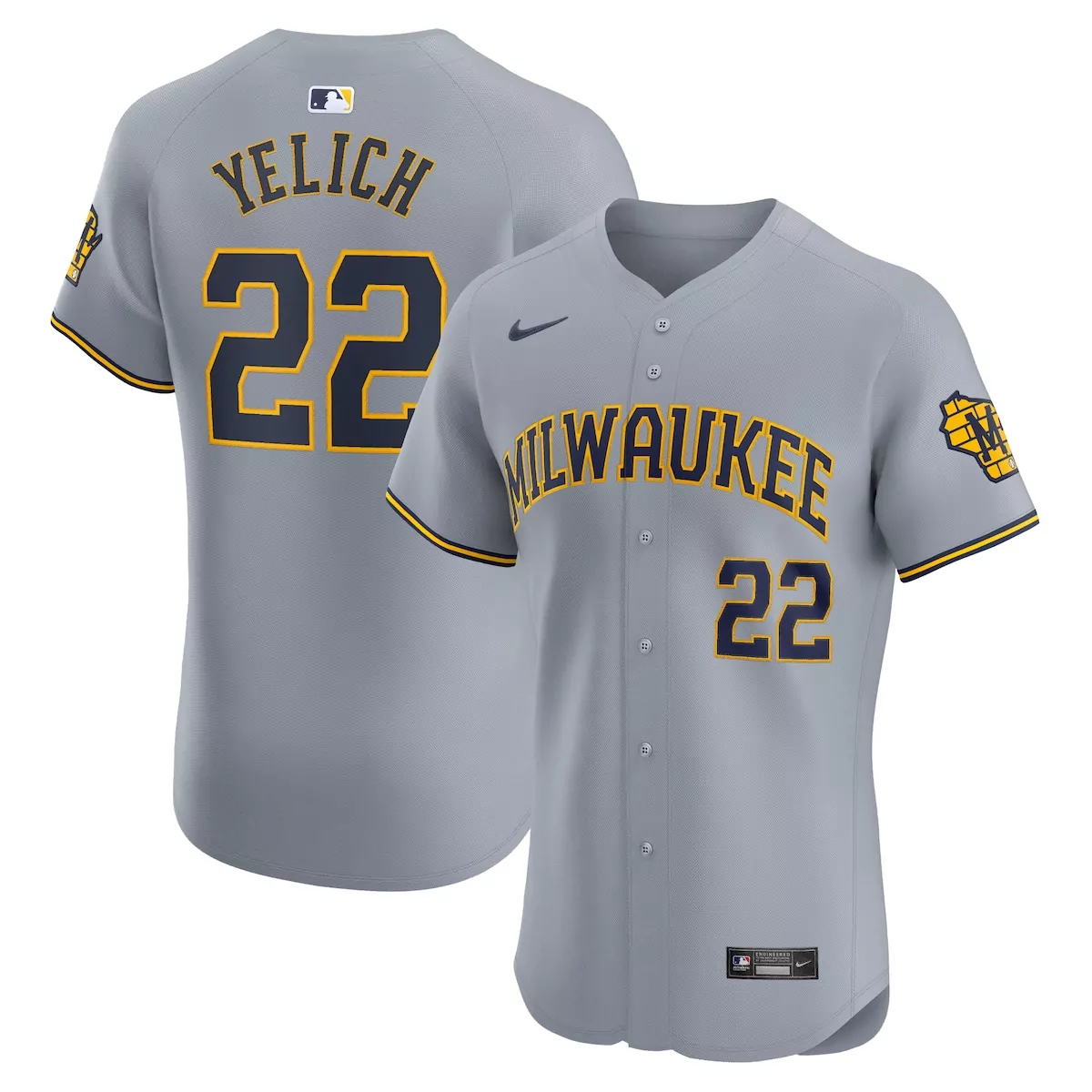 milwaukee brewers christian yelich gray road elite player jersey