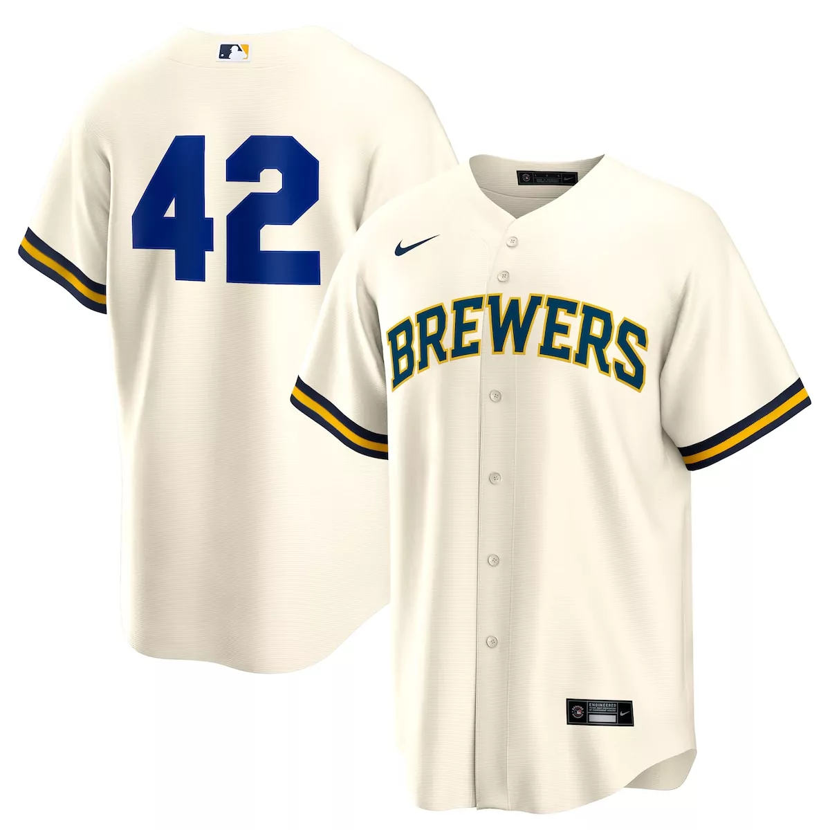 milwaukee brewers cream home 2025 jackie robinson day jersey sqg