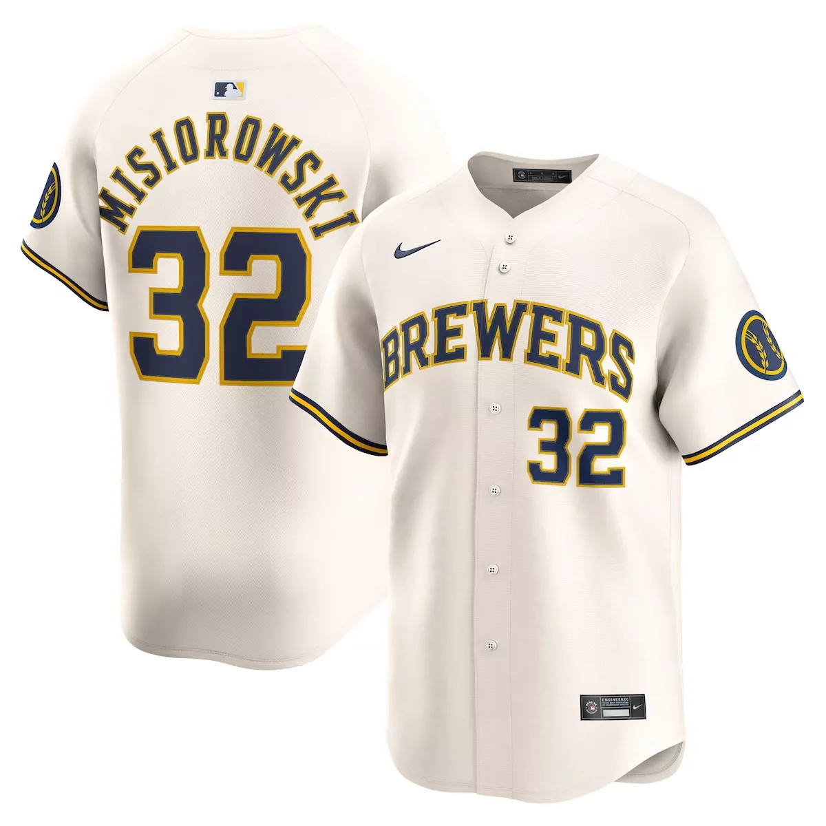 milwaukee brewers jacob misiorowski cream home limited jersey