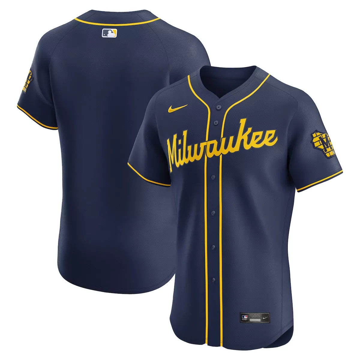 milwaukee brewers majestic navy gold collection on field 3 4 sleeve batting practice jersey