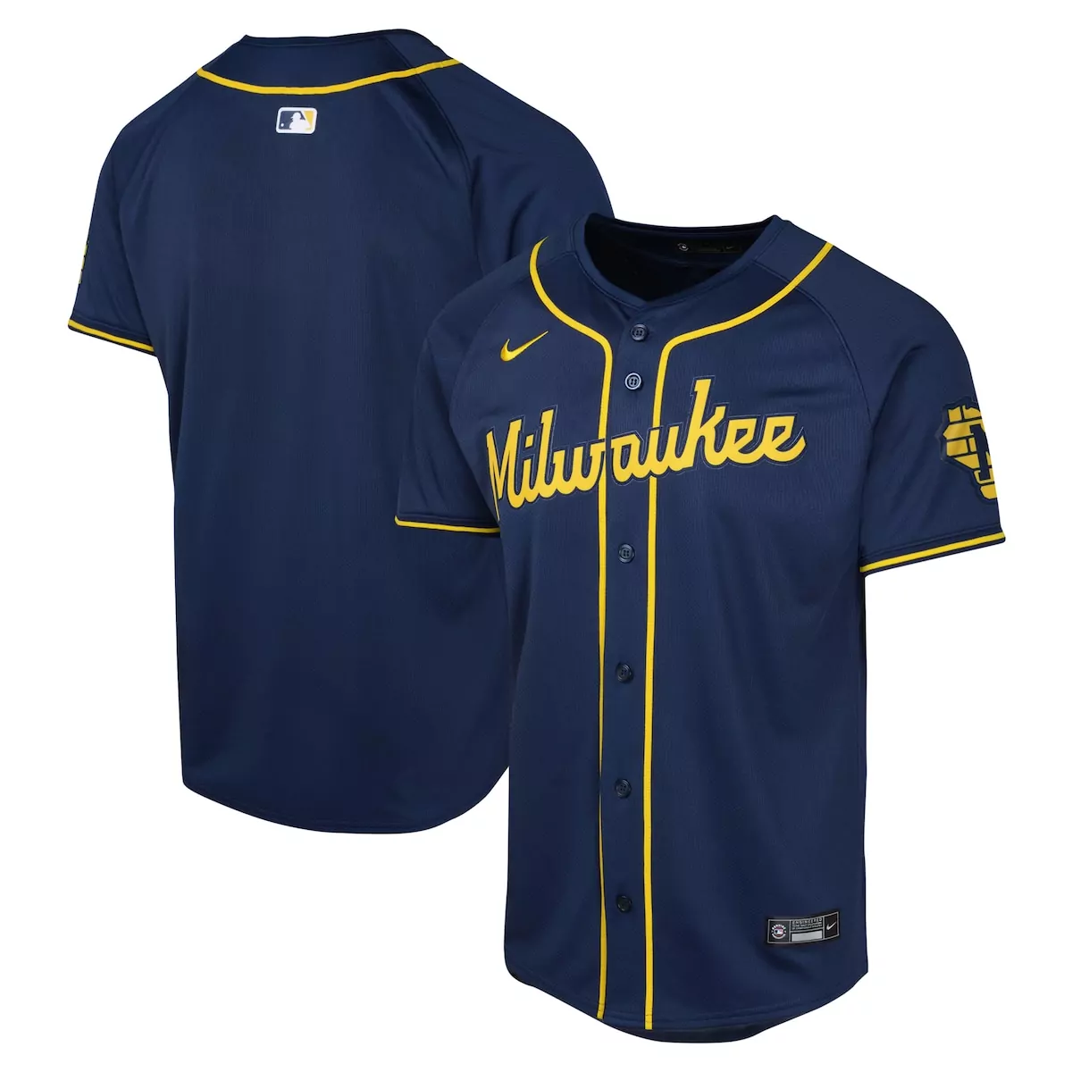 milwaukee brewers majestic navy gold collection on field 3 4 sleeve batting practice jersey