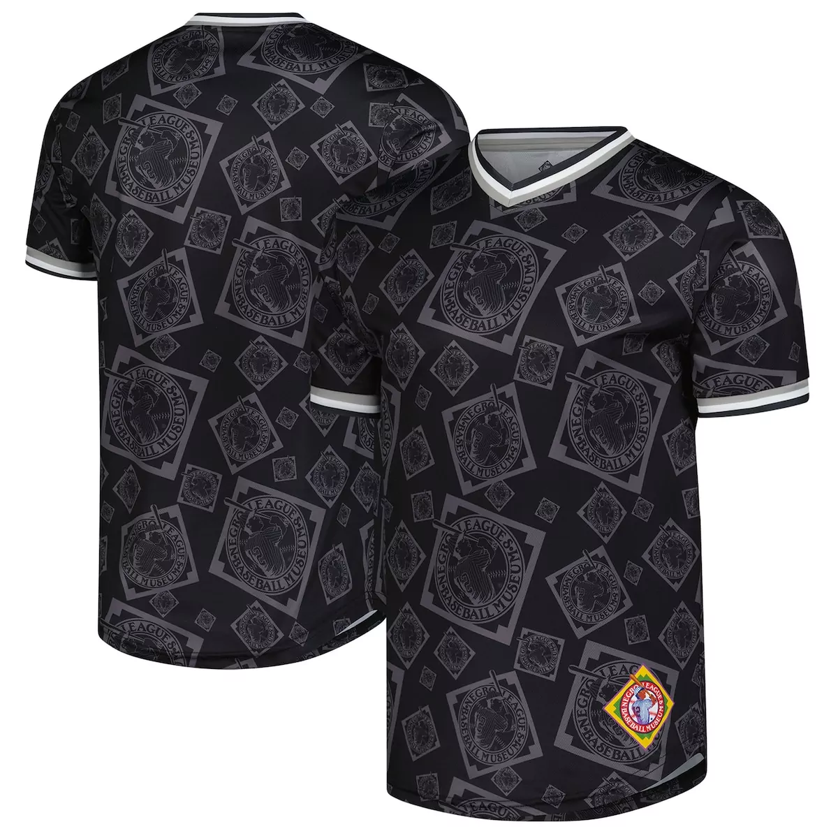 negro league baseball stitches black allover print v neck baseball jersey 2zc