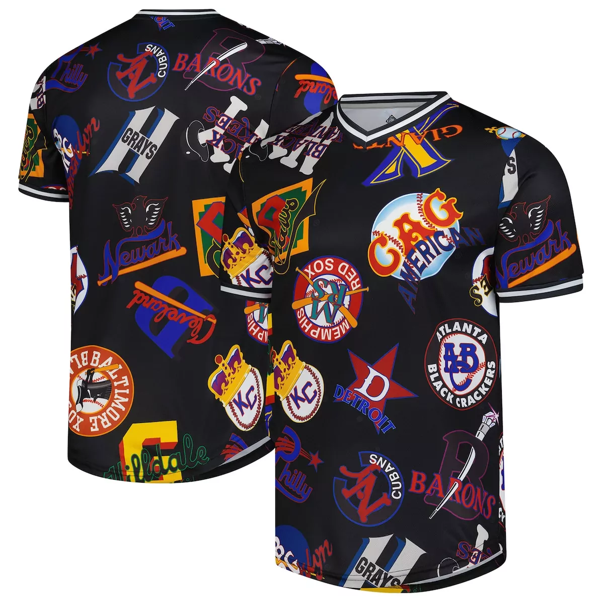 negro league baseball stitches black allover print v neck baseball jersey 2zc