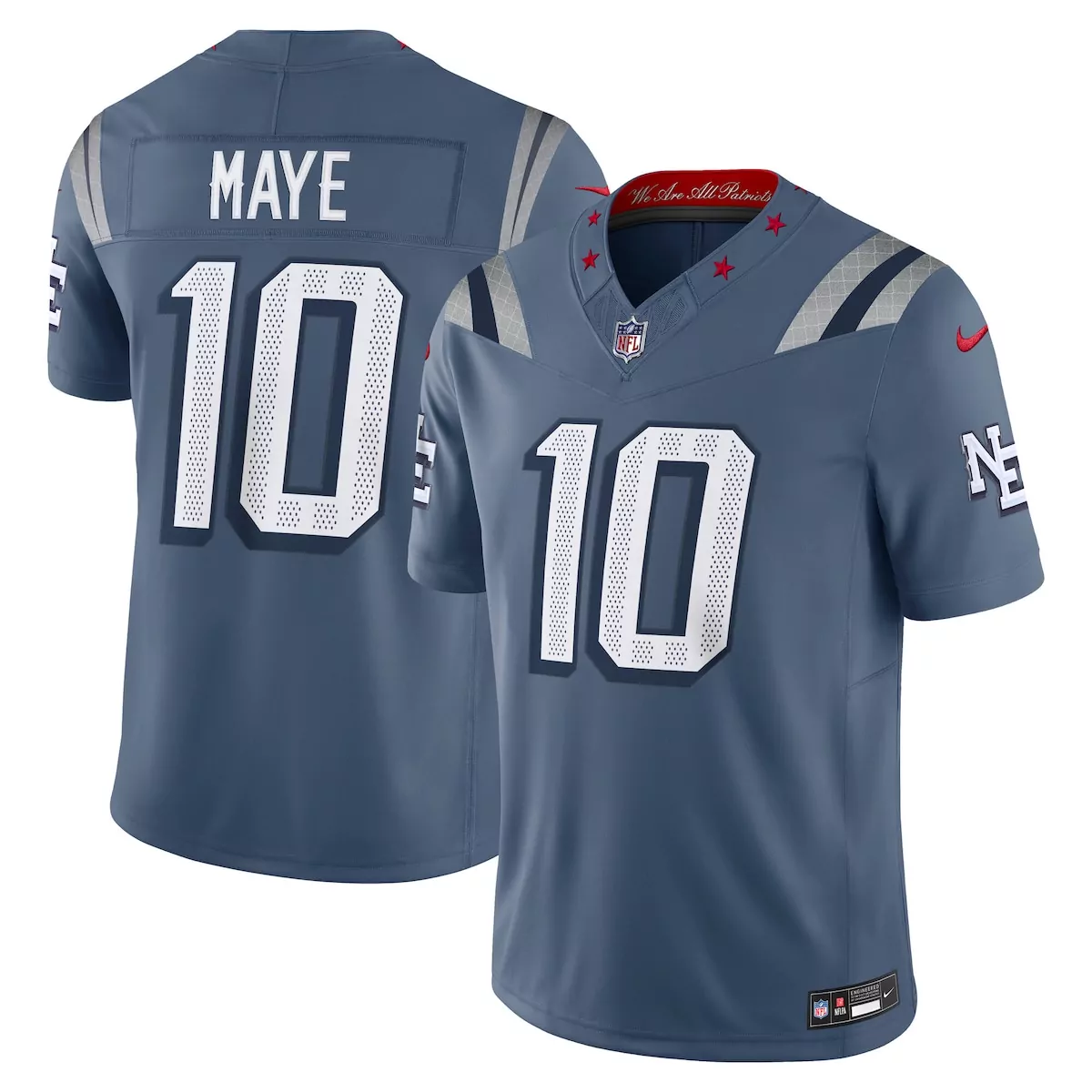 new england patriots drake maye storm blue 2025 rivalries collection game jersey xkg