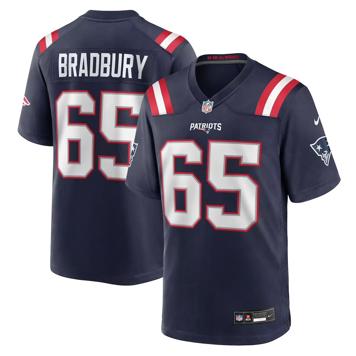 new england patriots garrett bradbury navy team game jersey c1s