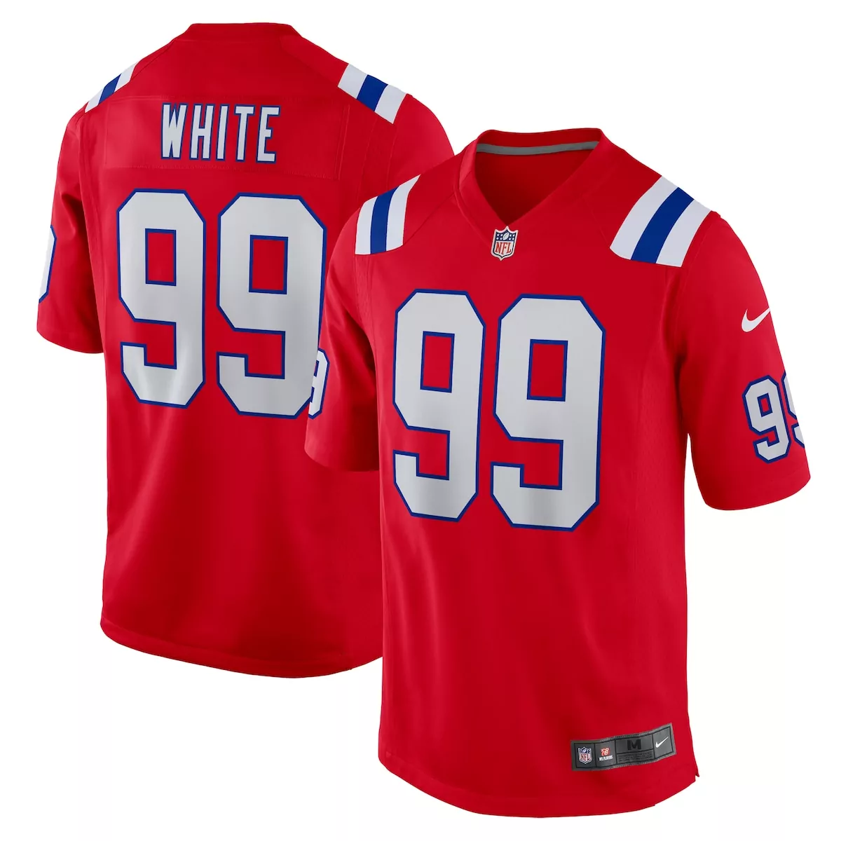 new england patriots keion white red alternate game jersey