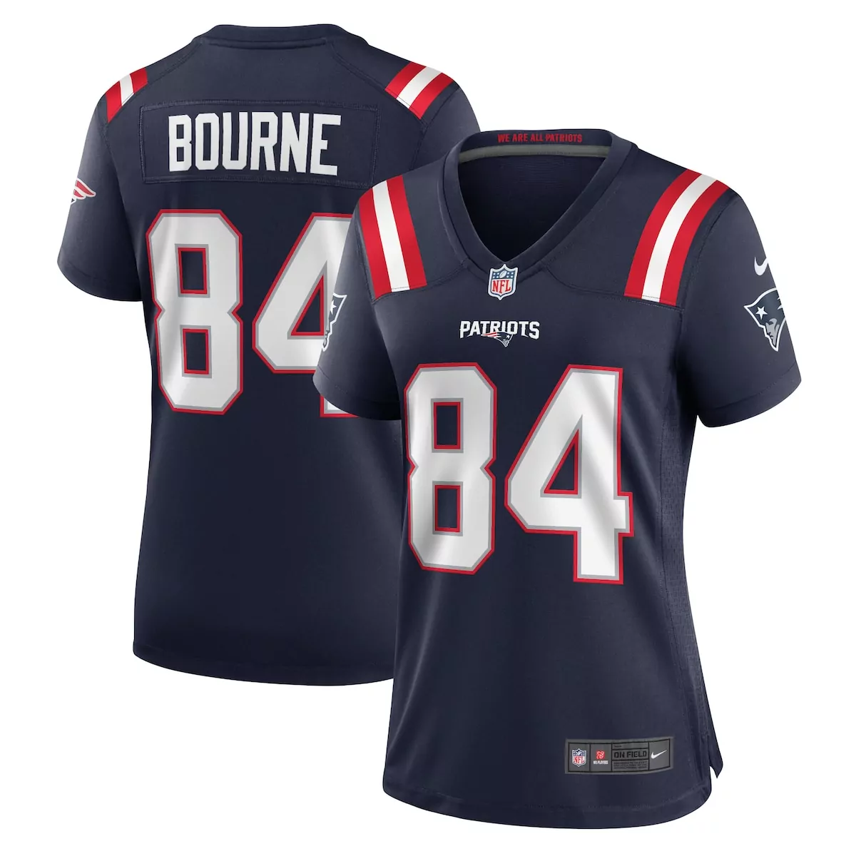 new england patriots kendrick bourne navy game jersey 2nv