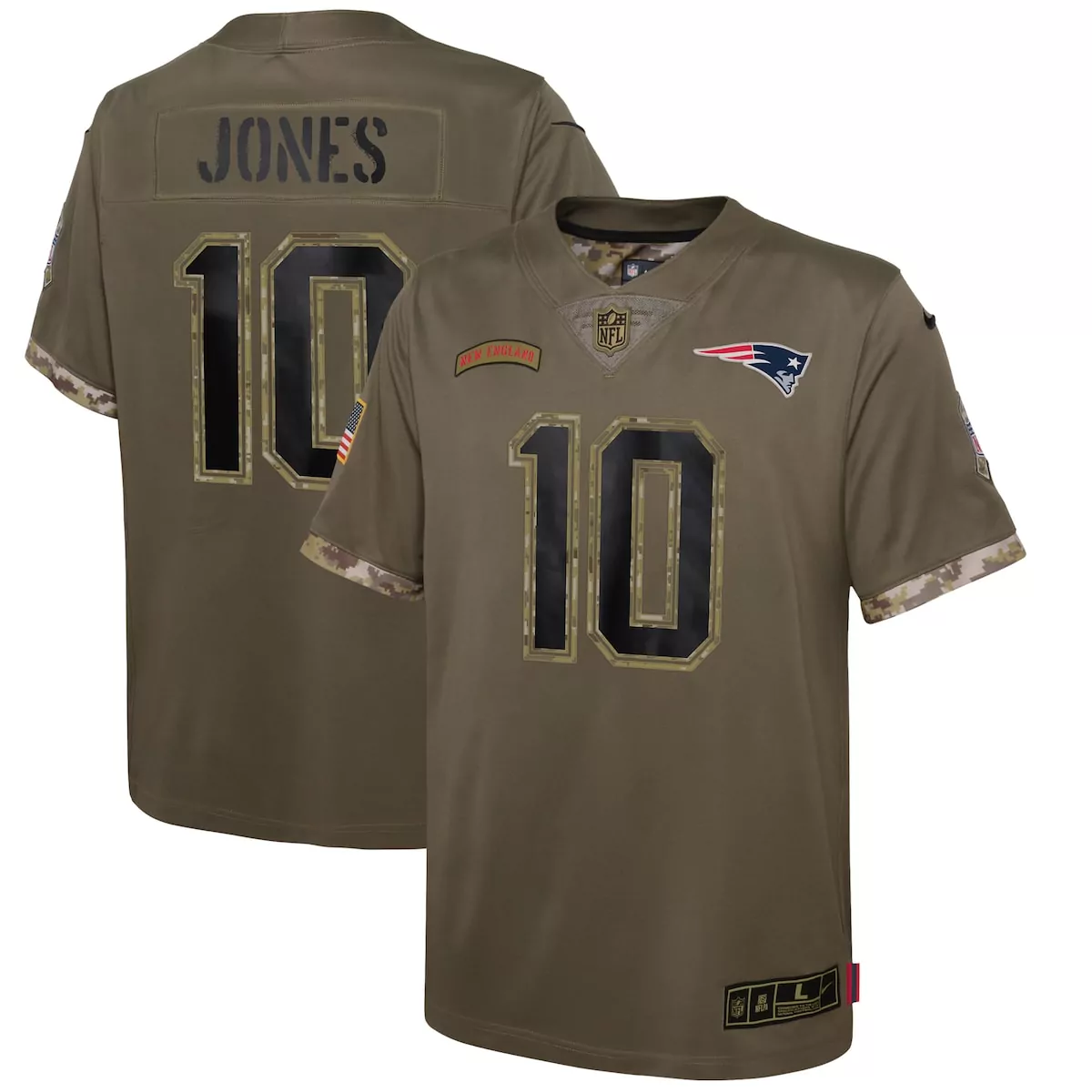 new england patriots mac jones olive salute to service player limited jersey