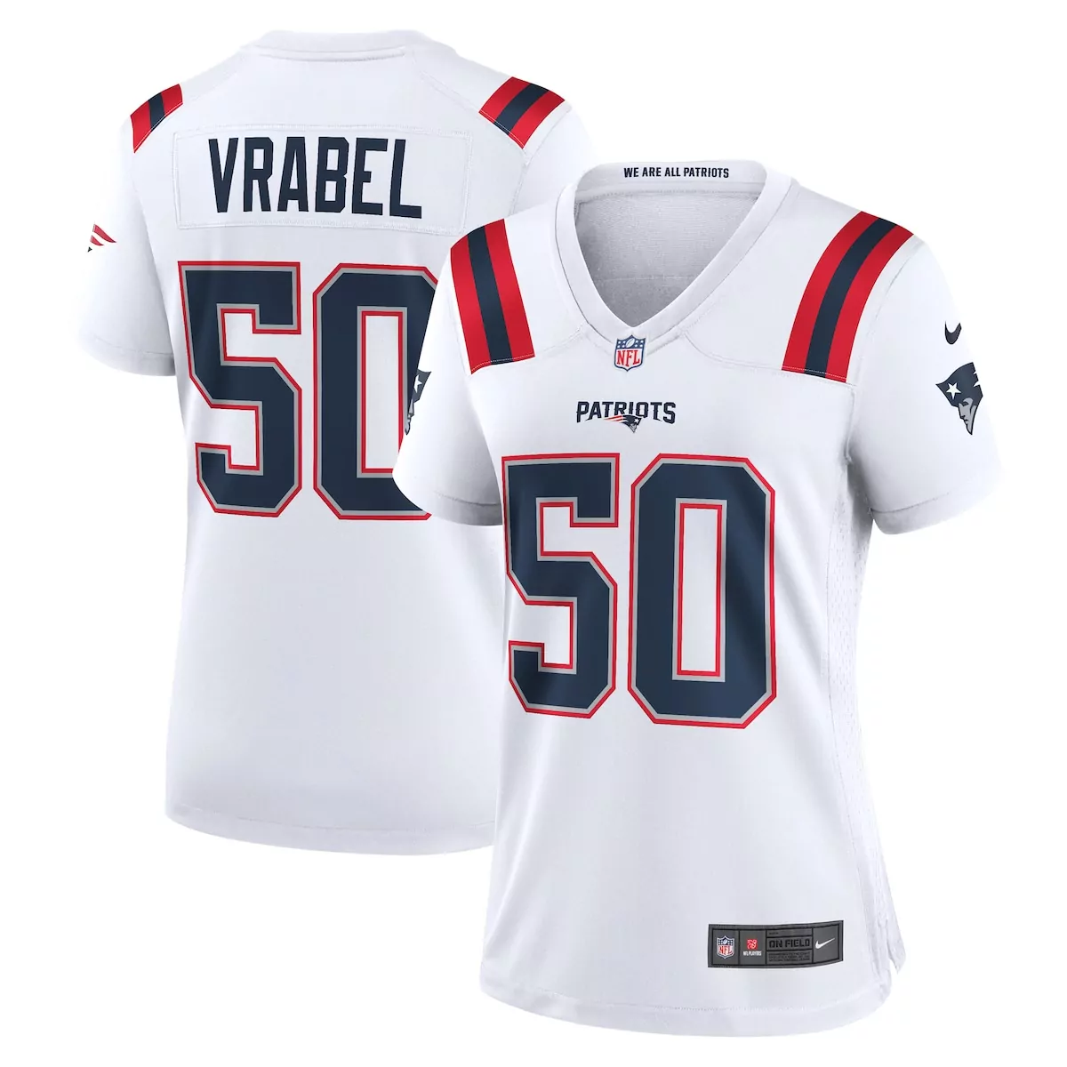 new england patriots mike vrabel white retired player game jersey