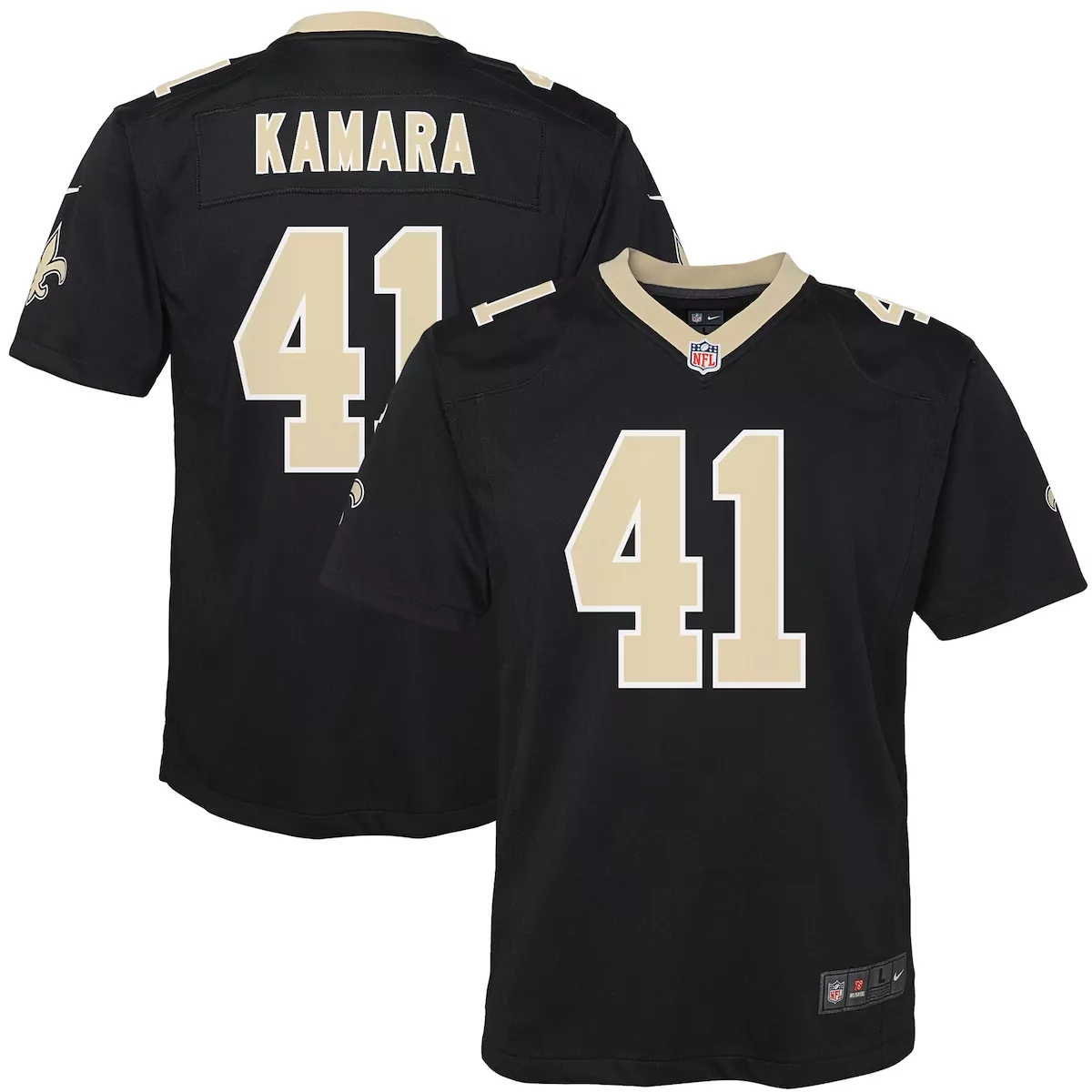 new orleans saints alvin kamara black game jersey vi8