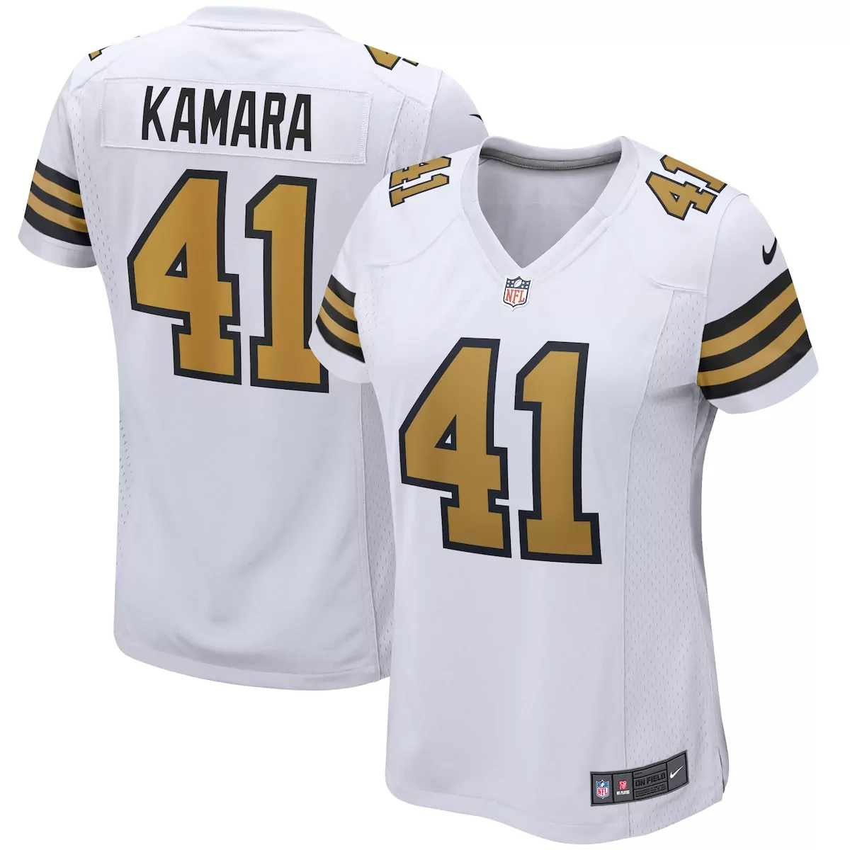 new orleans saints alvin kamara white alternate game player jersey