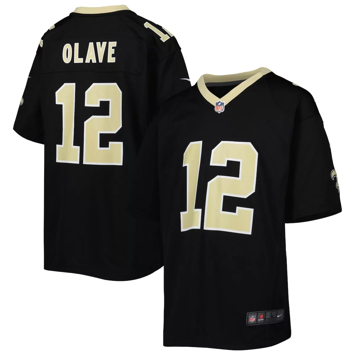 infant new orleans saints chris olave black team player game jersey