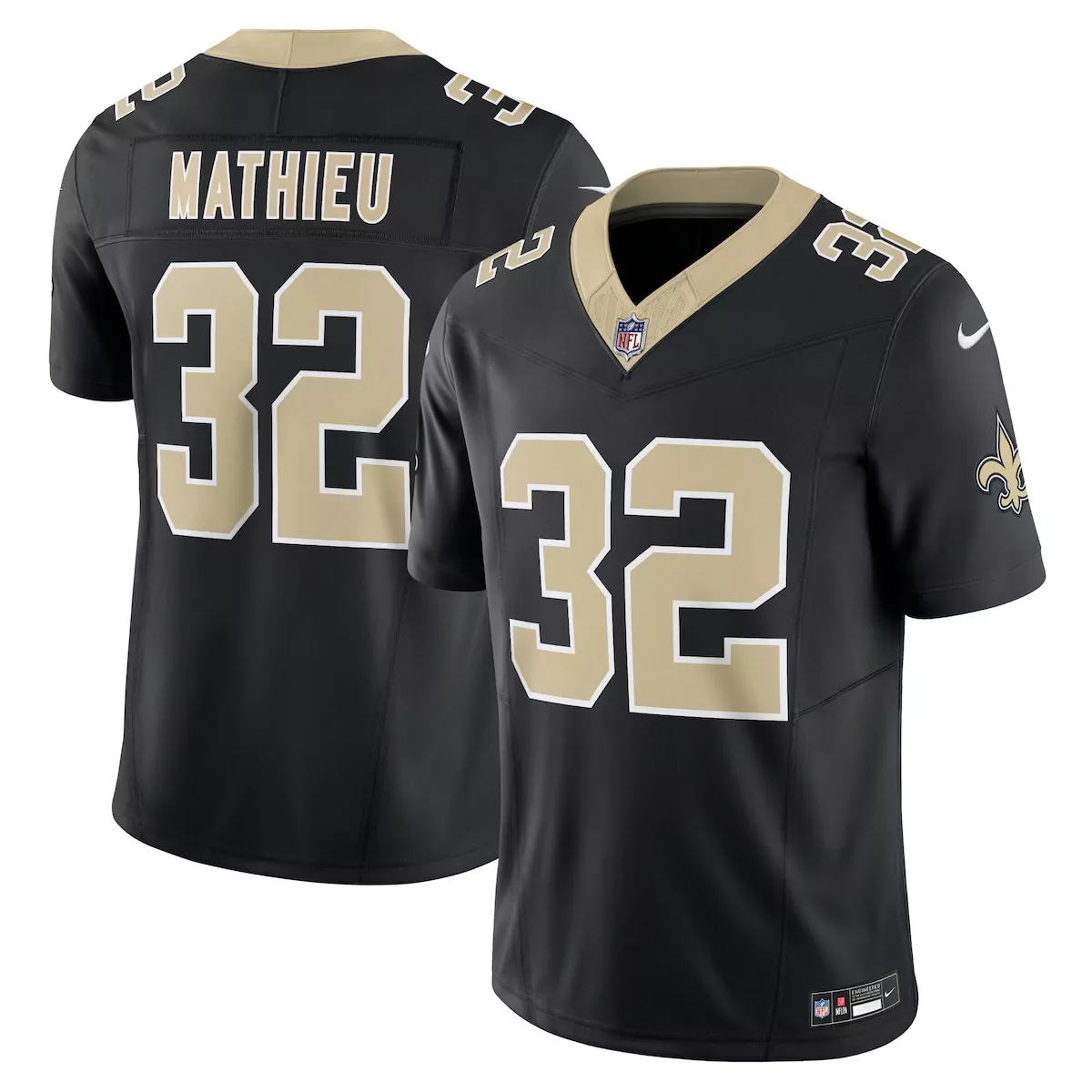new orleans saints tyrann mathieu black vapor f u s e limited jersey