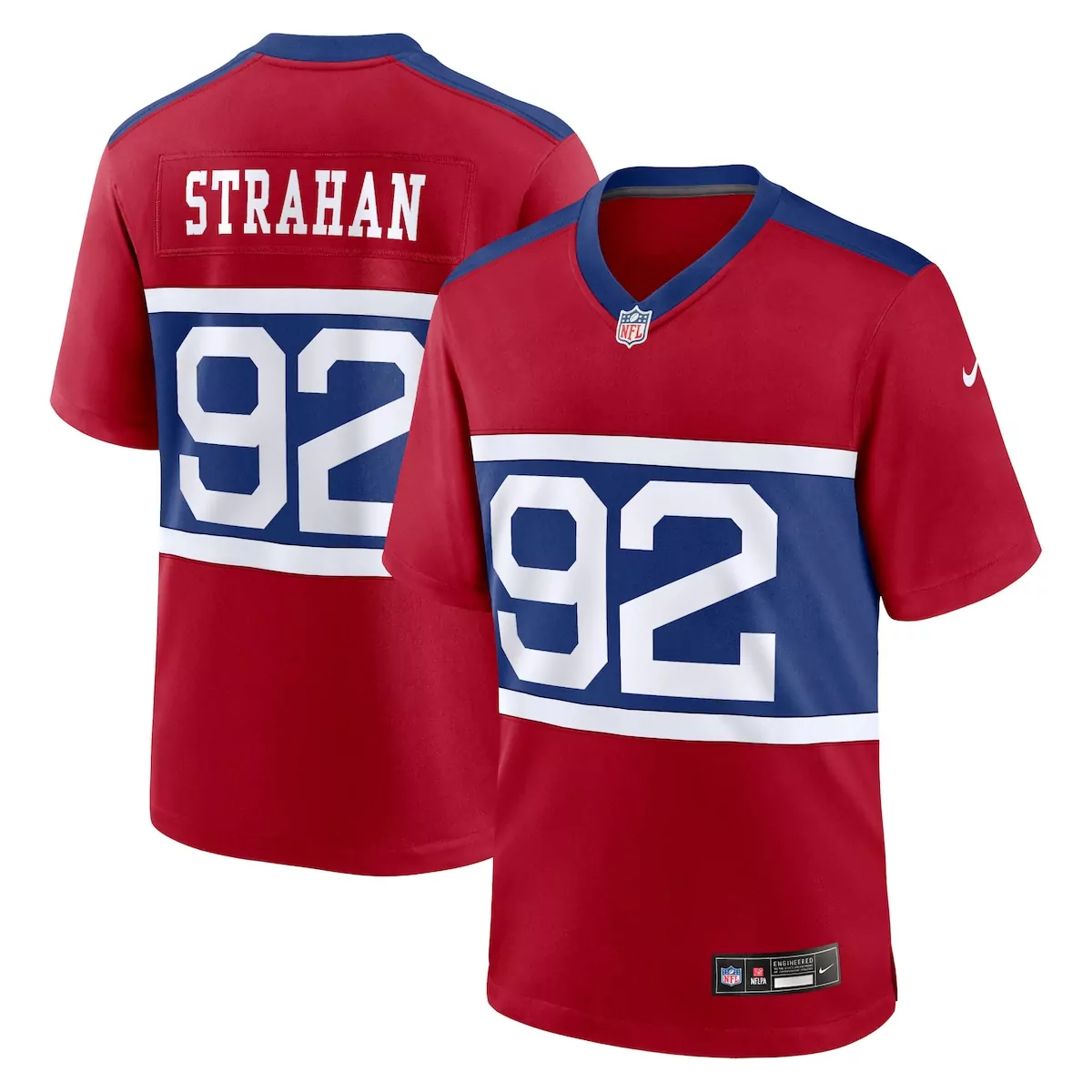 new york giants michael strahan century red alternate retired player game jersey o45