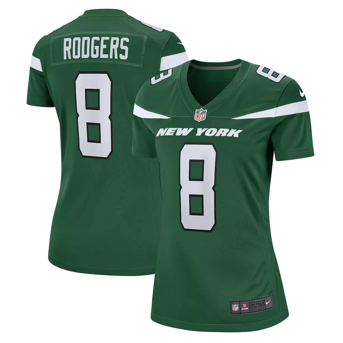 new york jets aaron rodgers green player jersey